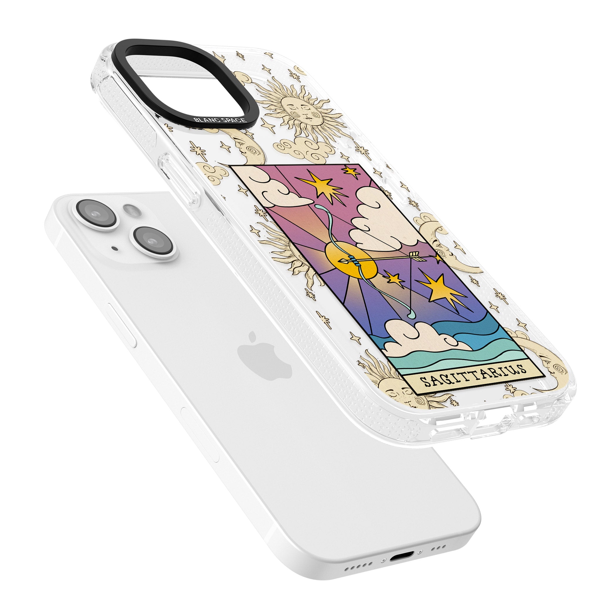 Celestial Zodiac - Sagittarius iPhone 15 / 14 / 13 Clear Case Impact Air - Blanc Space