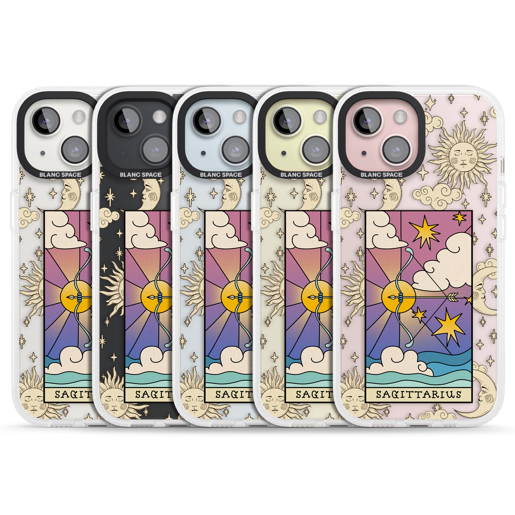 Celestial Zodiac - Sagittarius iPhone 15 / 14 / 13 Clear Case Impact Air - Blanc Space