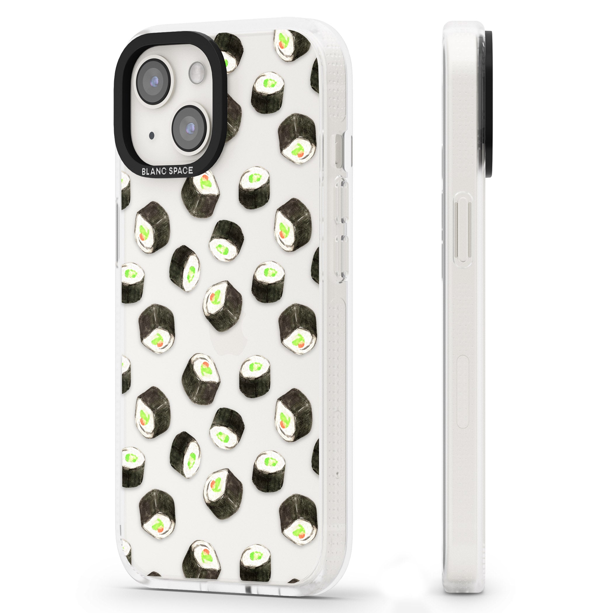 Maki Rolls Sushi Pattern iPhone 15 / 14 / 13 Clear Case Impact Air - Blanc Space