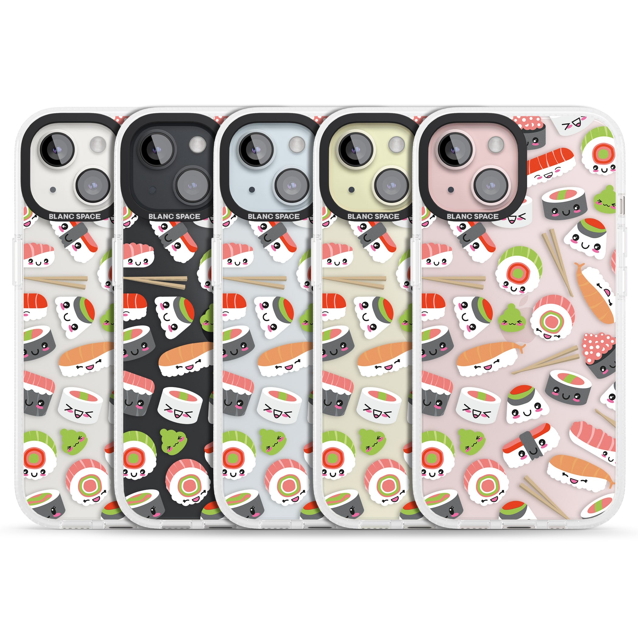 Kawaii Sushi Mix iPhone 15 / 14 / 13 Clear Case Impact Air - Blanc Space