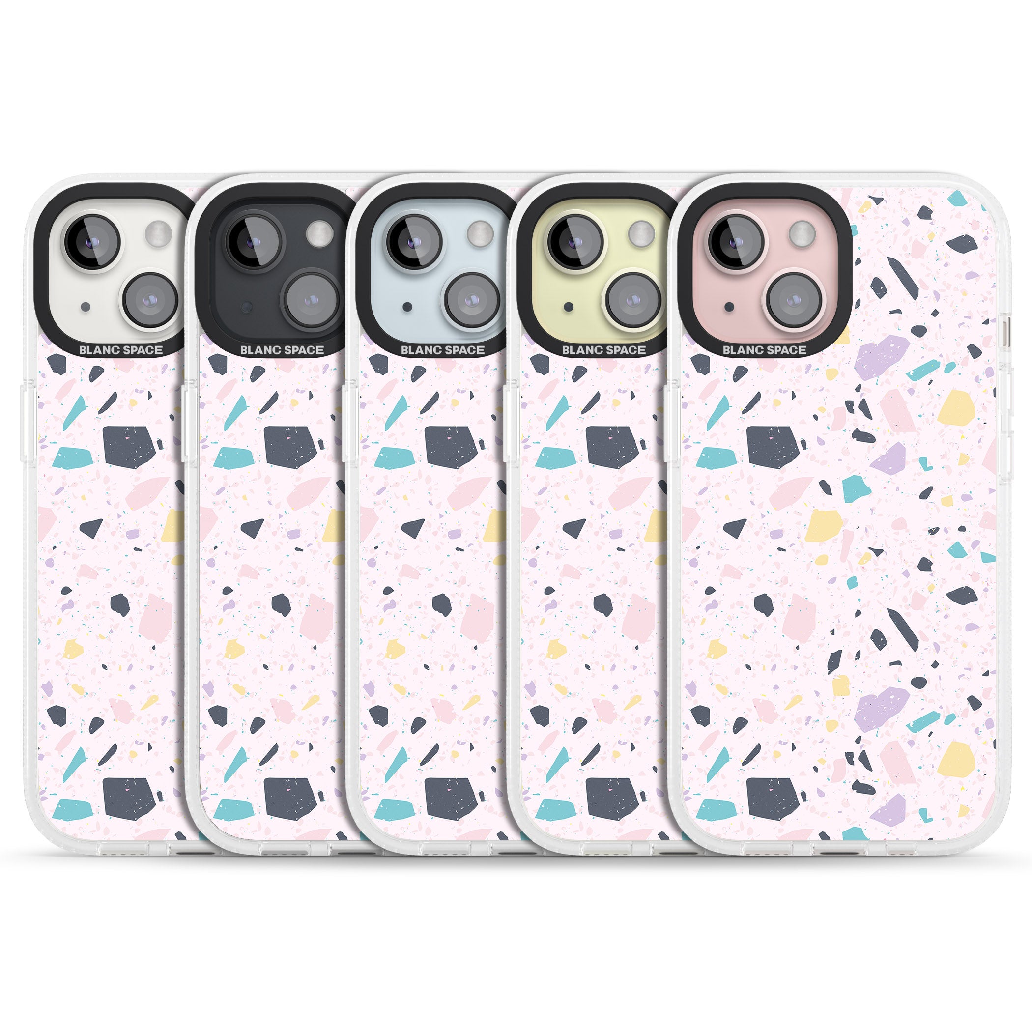 Pink, Purple & Turquoise Terrazzo Pattern iPhone 15 / 14 / 13 Clear Case Impact Air - Blanc Space