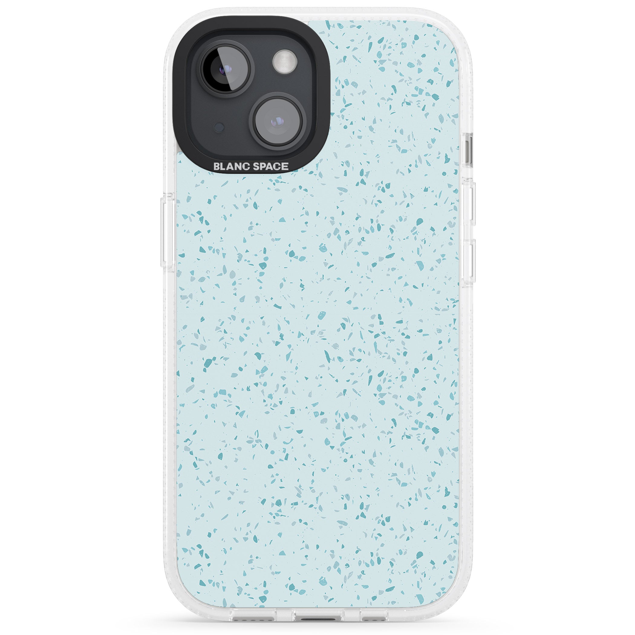 Light Blue Terrazzo Pattern iPhone 15 / 14 / 13 Clear Case Impact Air - Blanc Space