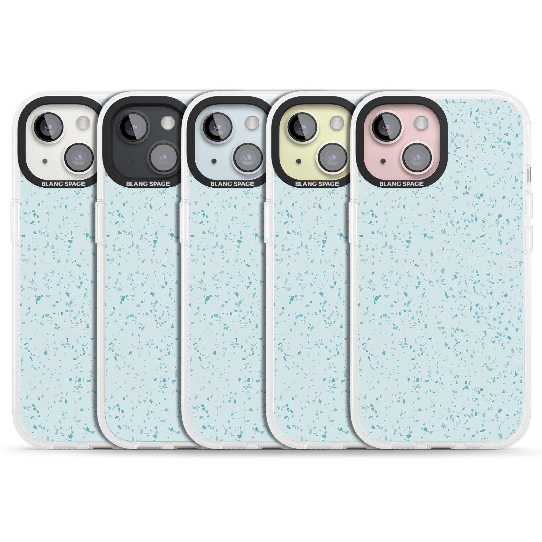 Light Blue Terrazzo Pattern iPhone 15 / 14 / 13 Clear Case Impact Air - Blanc Space