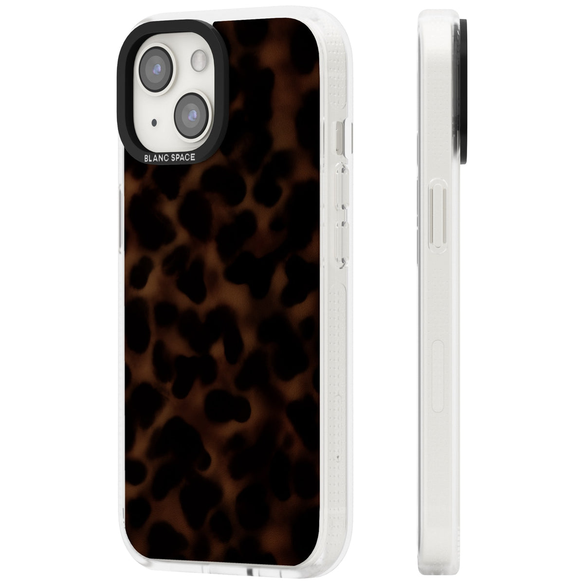 Dark Tortoise Shell old money iPhone case featuring a dark tortoiseshell pattern with amber and black animal print tones iPhone 12 / 12 Pro / iPhone 12 / iPhone 12 Pro / iPhone 13 / iPhone 14 / iPhone 14 Plus / iPhone 15 / iPhone 15 Plus Impact Air Phone Case side