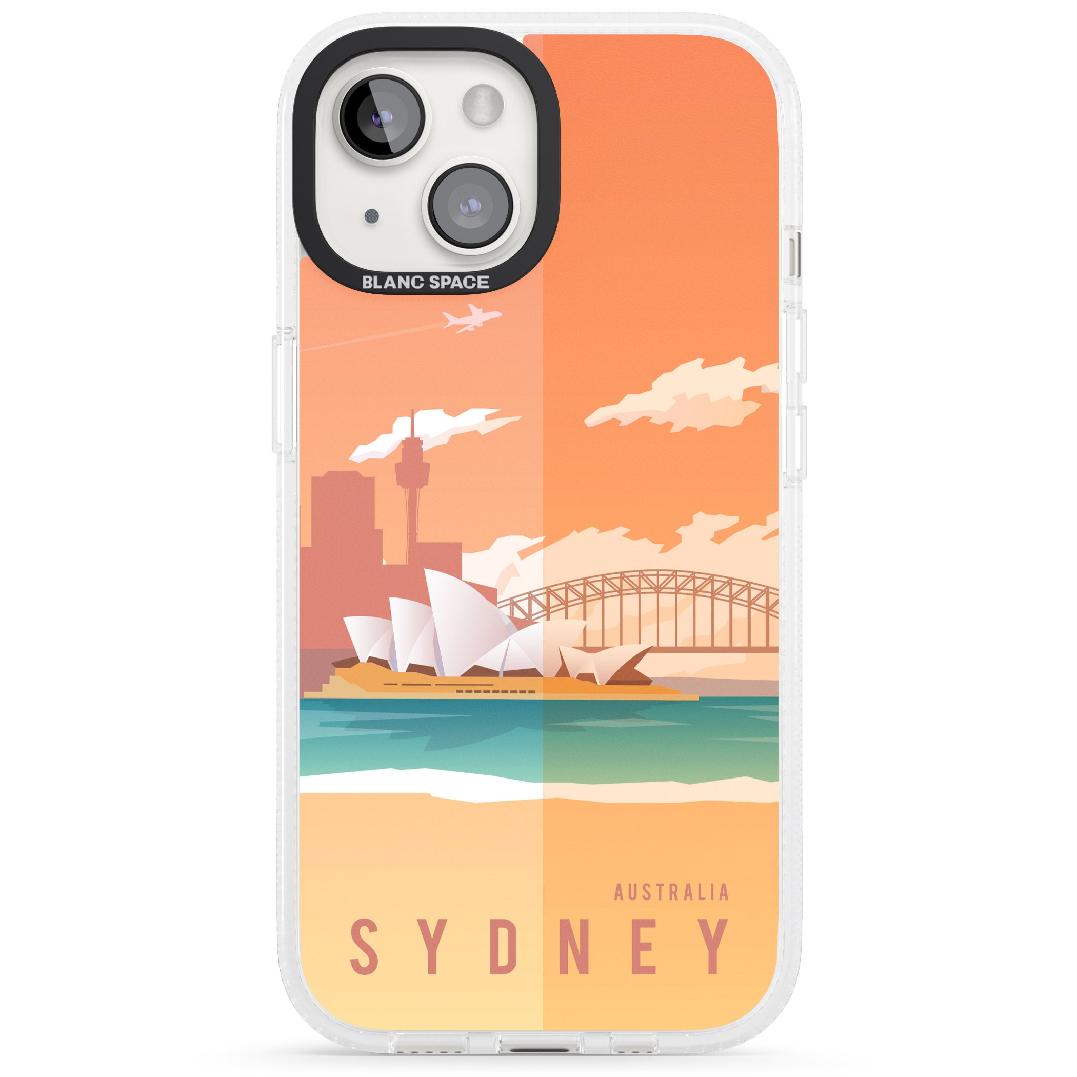 Vintage Travel Poster Sydney iPhone 15 / 14 / 13 Clear Case Impact Air - Blanc Space