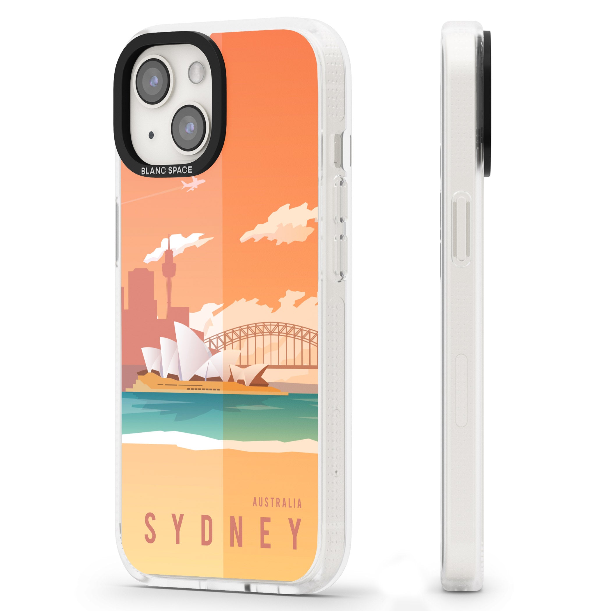 Vintage Travel Poster Sydney iPhone 15 / 14 / 13 Clear Case Impact Air - Blanc Space