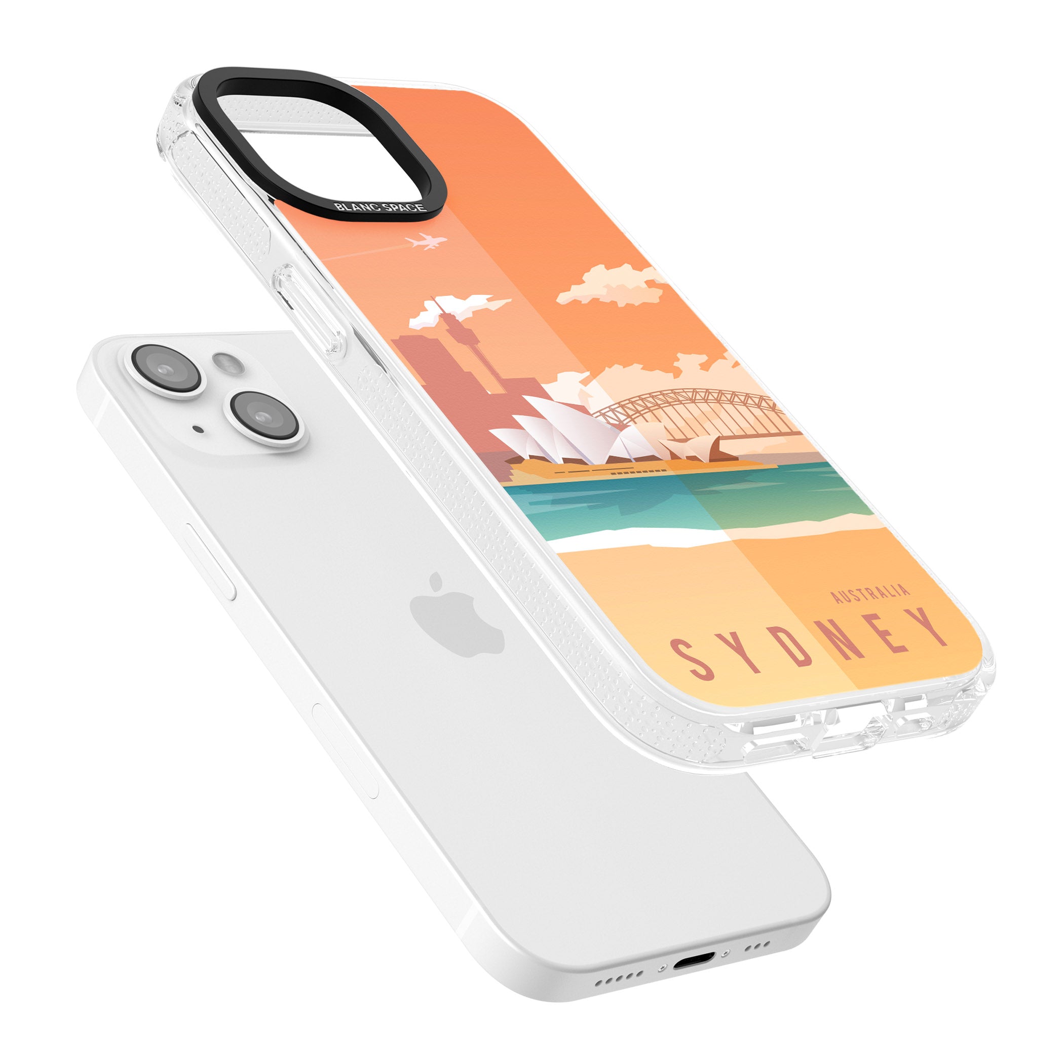 Vintage Travel Poster Sydney iPhone 15 / 14 / 13 Clear Case Impact Air - Blanc Space