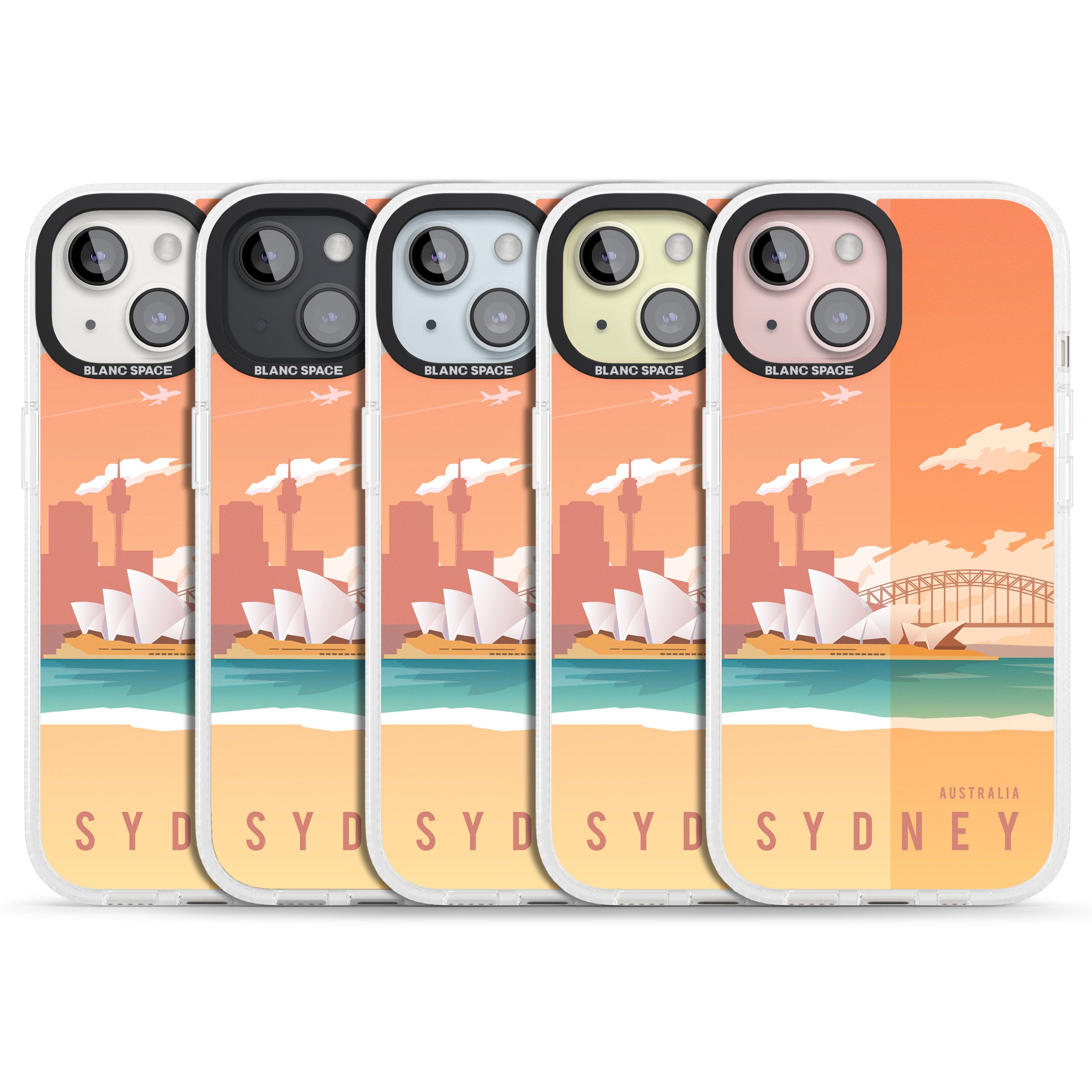 Vintage Travel Poster Sydney iPhone 15 / 14 / 13 Clear Case Impact Air - Blanc Space