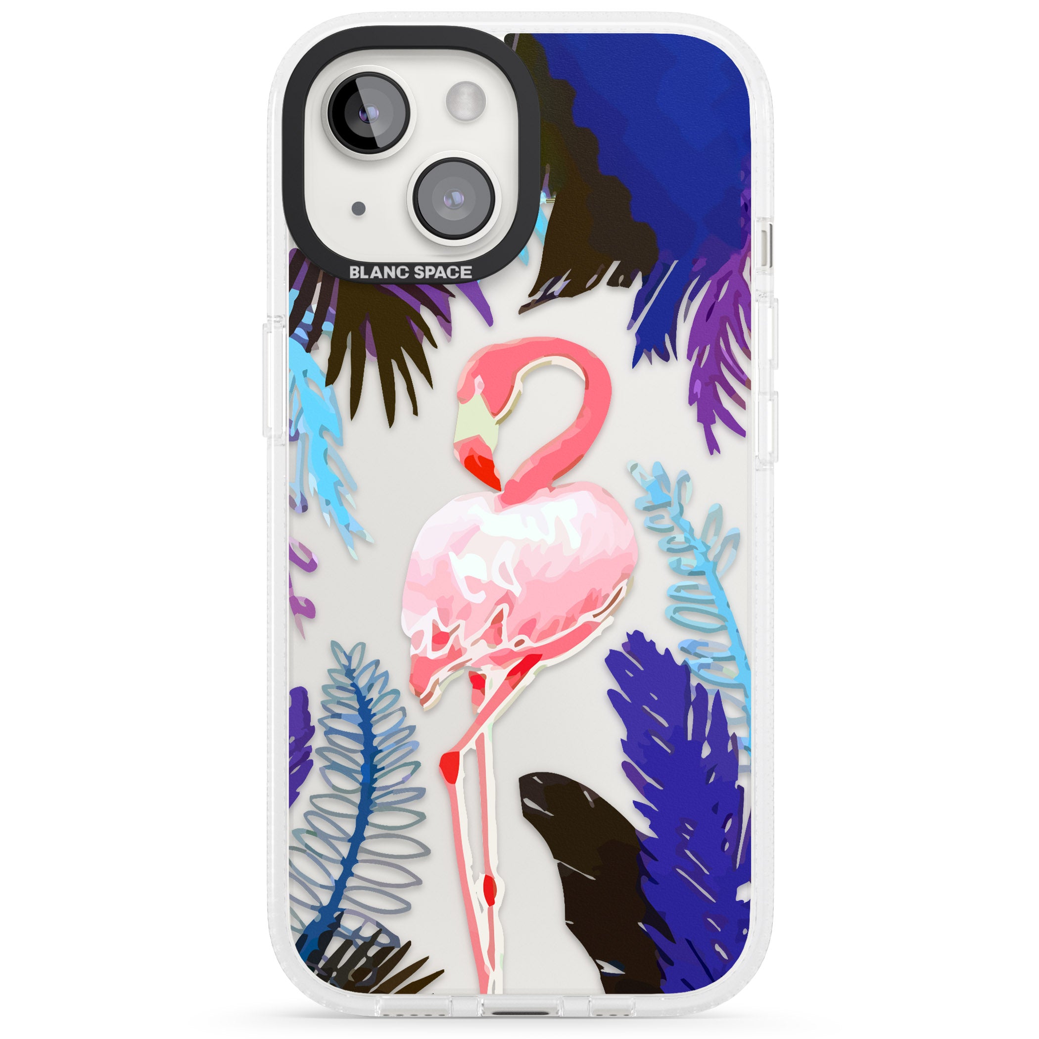 Tropical Flamingo iPhone 15 / 14 / 13 Clear Case Impact Air - Blanc Space