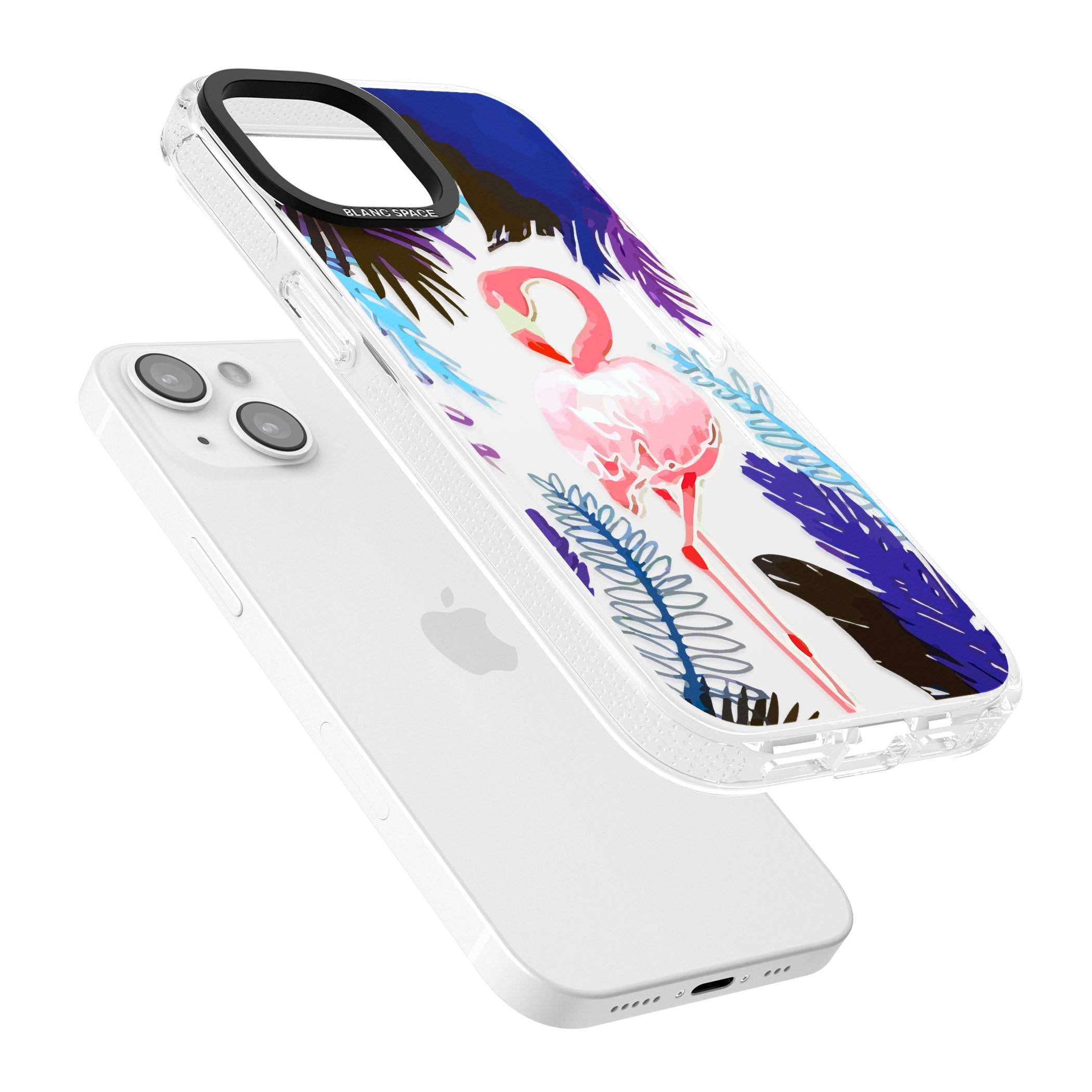 Tropical Flamingo iPhone 15 / 14 / 13 Clear Case Impact Air - Blanc Space
