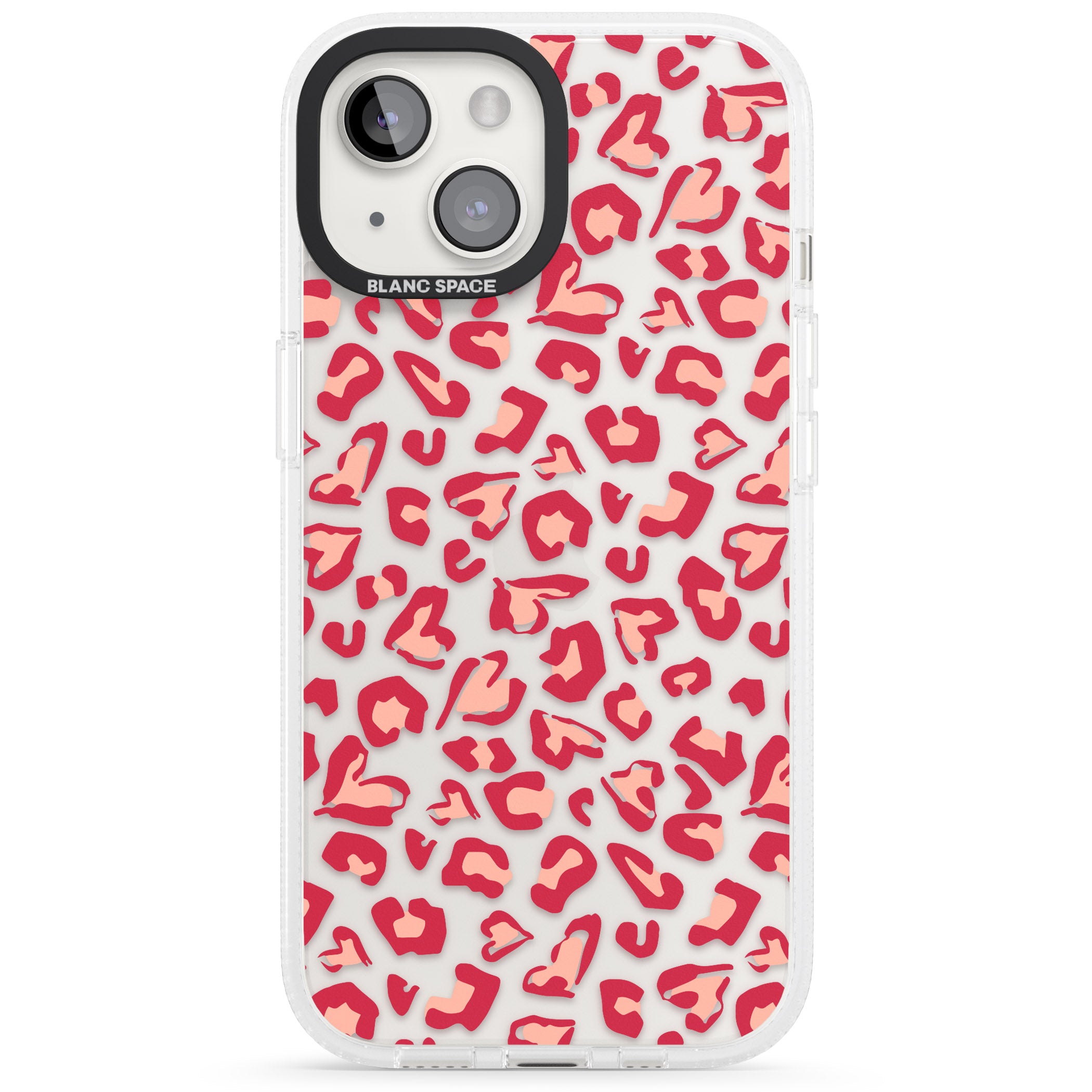 Heart Leopard Print iPhone 15 / 14 / 13 Clear Case Impact Air - Blanc Space