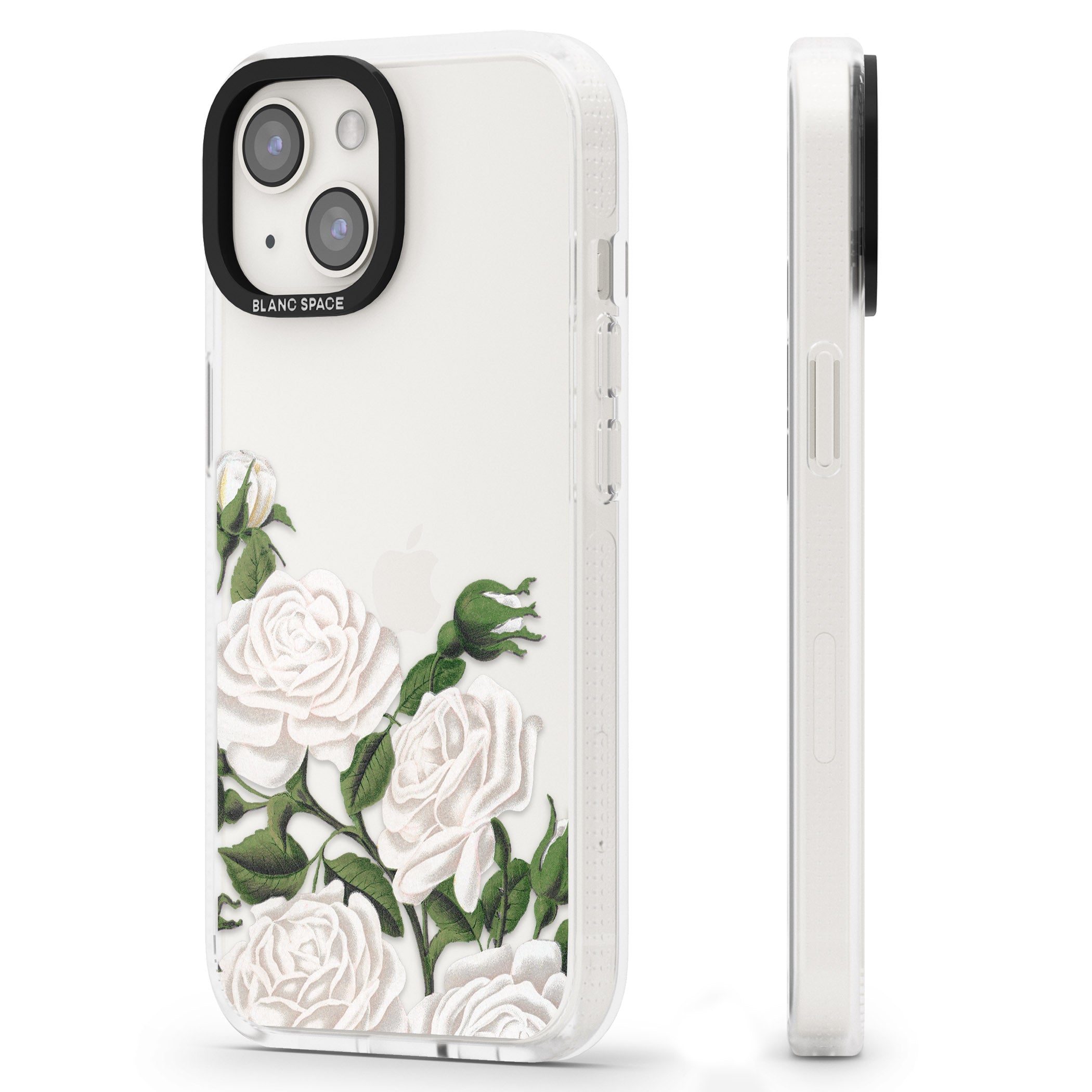 White Vintage Painted Flowers iPhone 15 / 14 / 13 Clear Case Impact Air - Blanc Space