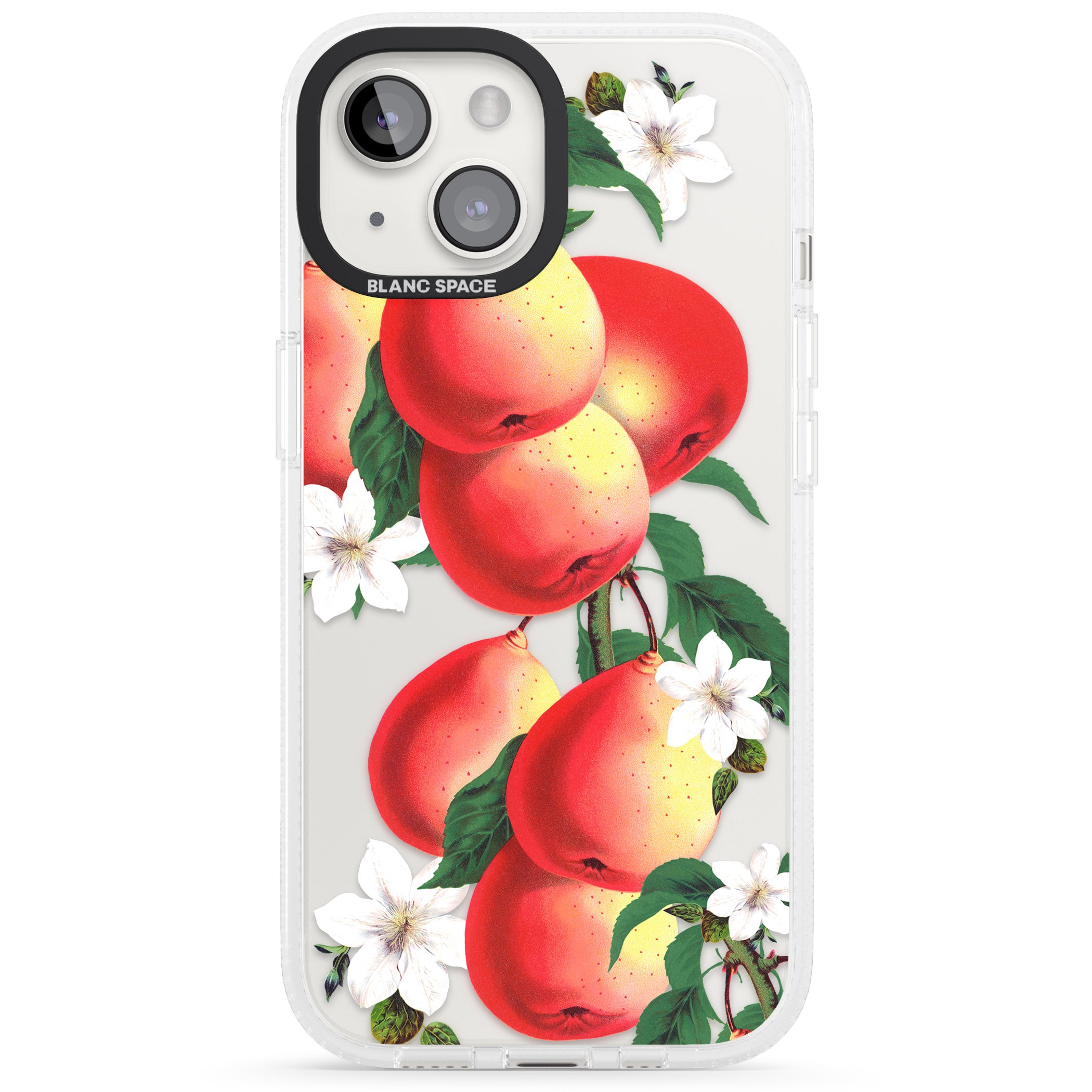 Vintage Painted Peaches iPhone 15 / 14 / 13 Clear Case Impact Air - Blanc Space