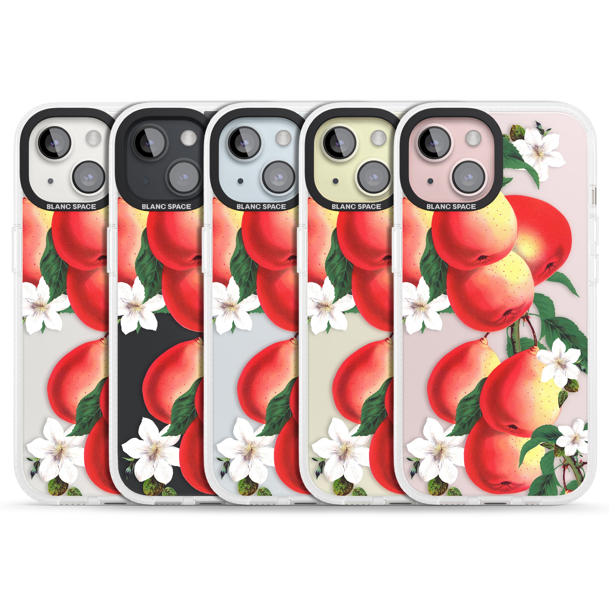 Vintage Painted Peaches iPhone 15 / 14 / 13 Clear Case Impact Air - Blanc Space