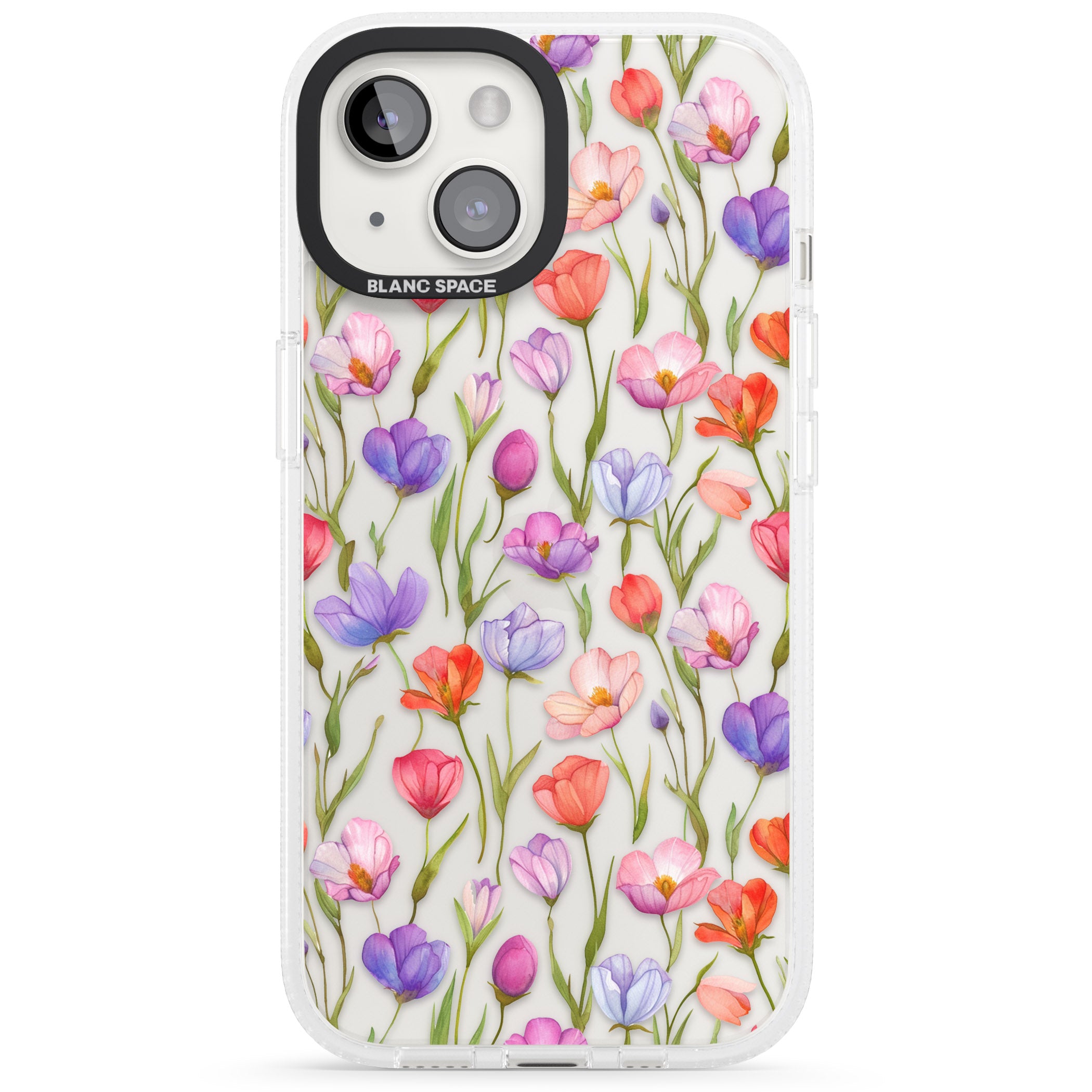 Red, Pink & Purple Flowers iPhone 15 / 14 / 13 Clear Case Impact Air - Blanc Space