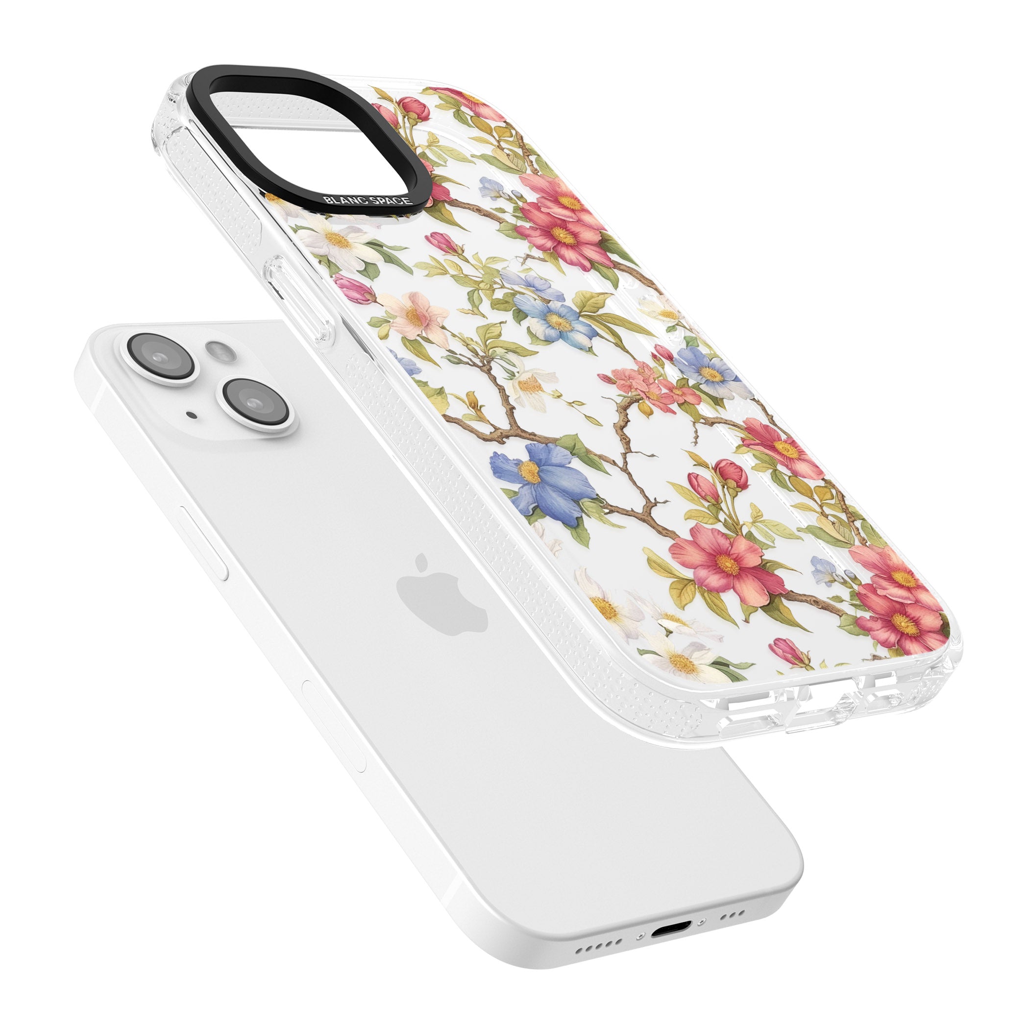 Vintage Vines & Flowers iPhone 15 / 14 / 13 Clear Case Impact Air - Blanc Space