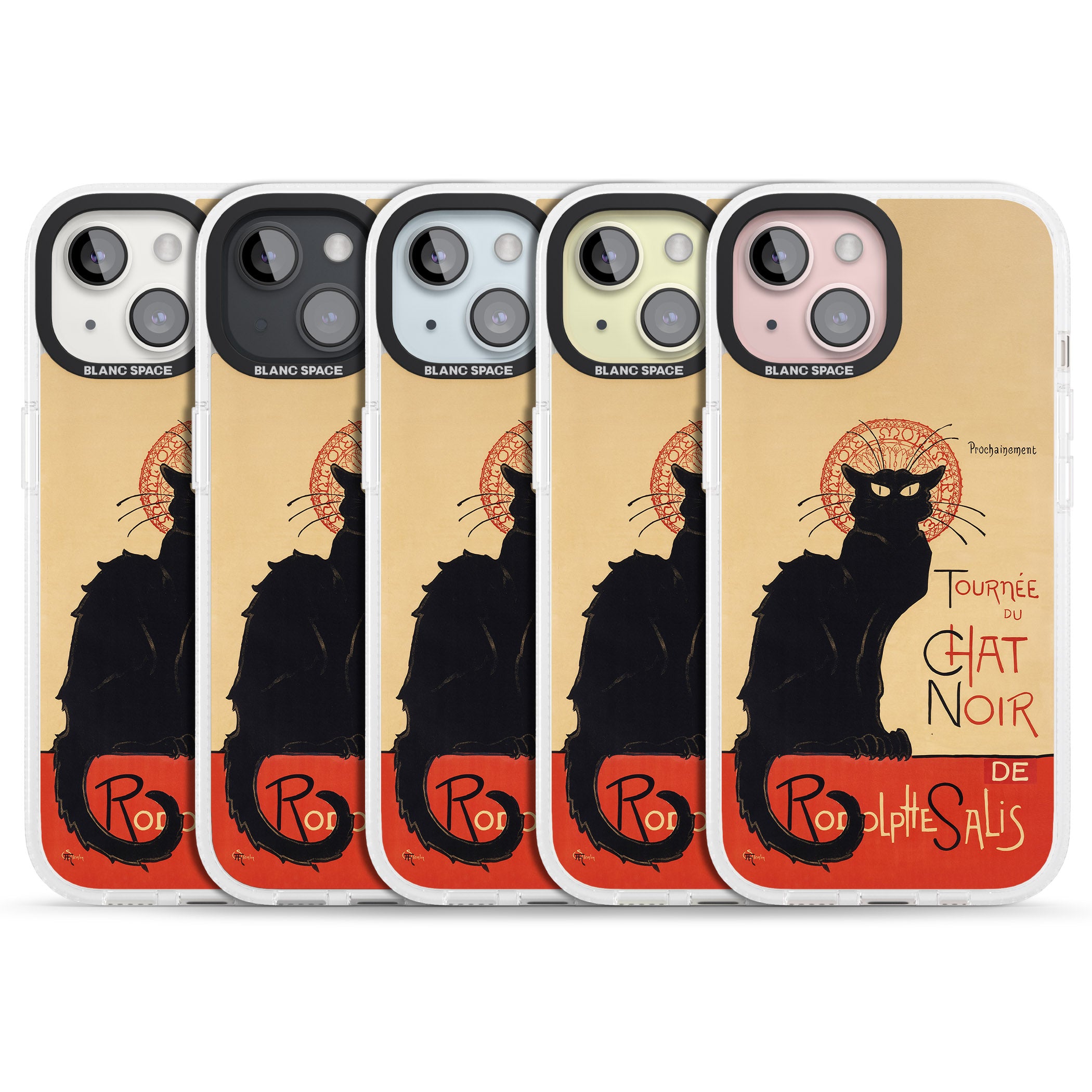 Tournee du Chat Noir Poster iPhone 15 / 14 / 13 Clear Case Impact Air - Blanc Space