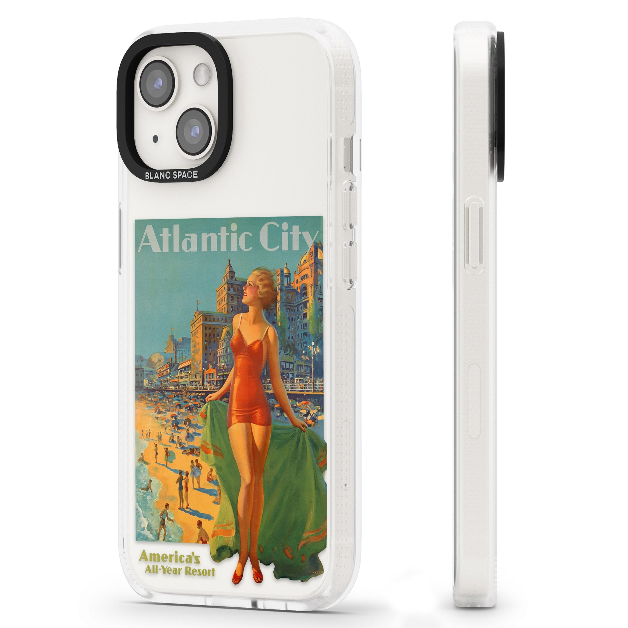 Atlantic City Vacation Poster iPhone 15 / 14 / 13 Clear Case Impact Air - Blanc Space