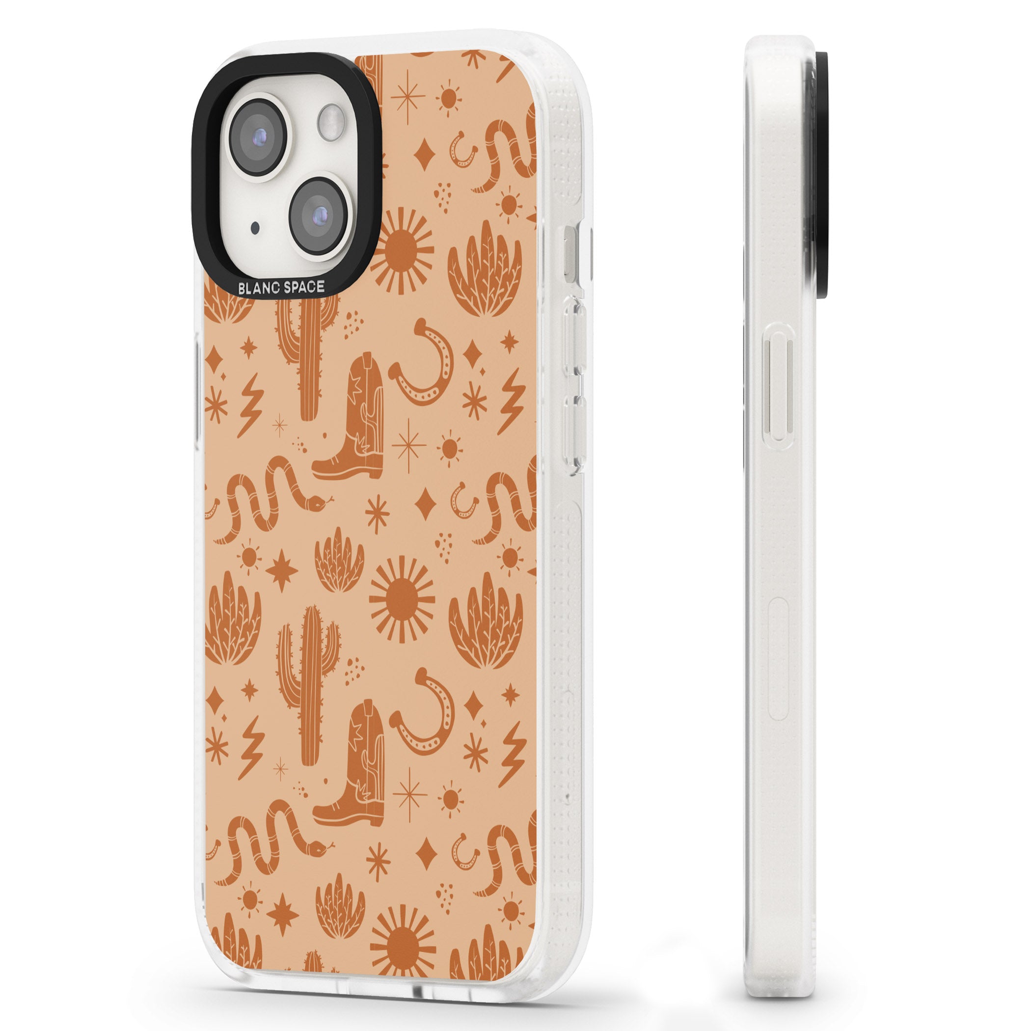 Wild West Pattern iPhone 15 / 14 / 13 Clear Case Impact Air - Blanc Space