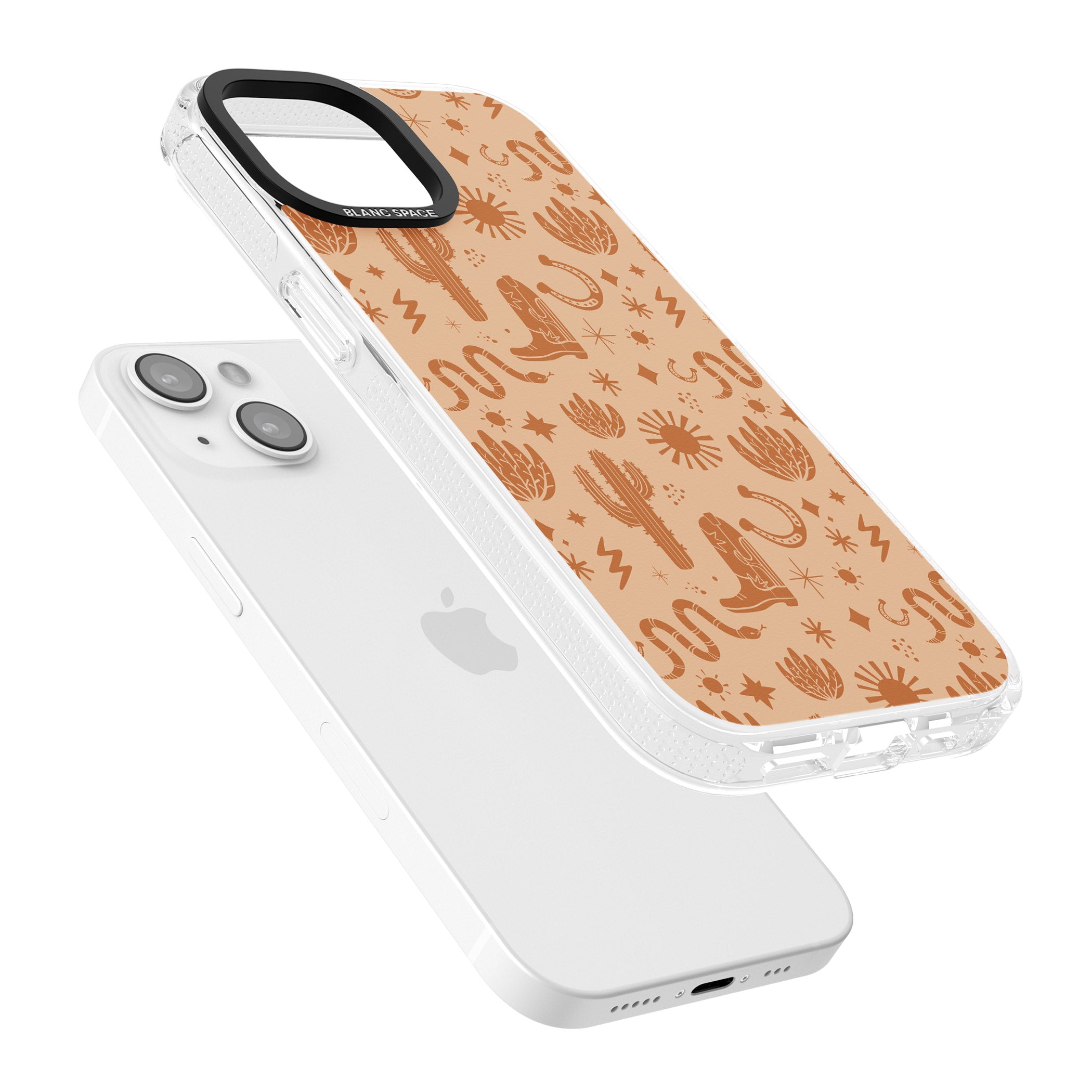 Wild West Pattern iPhone 15 / 14 / 13 Clear Case Impact Air - Blanc Space