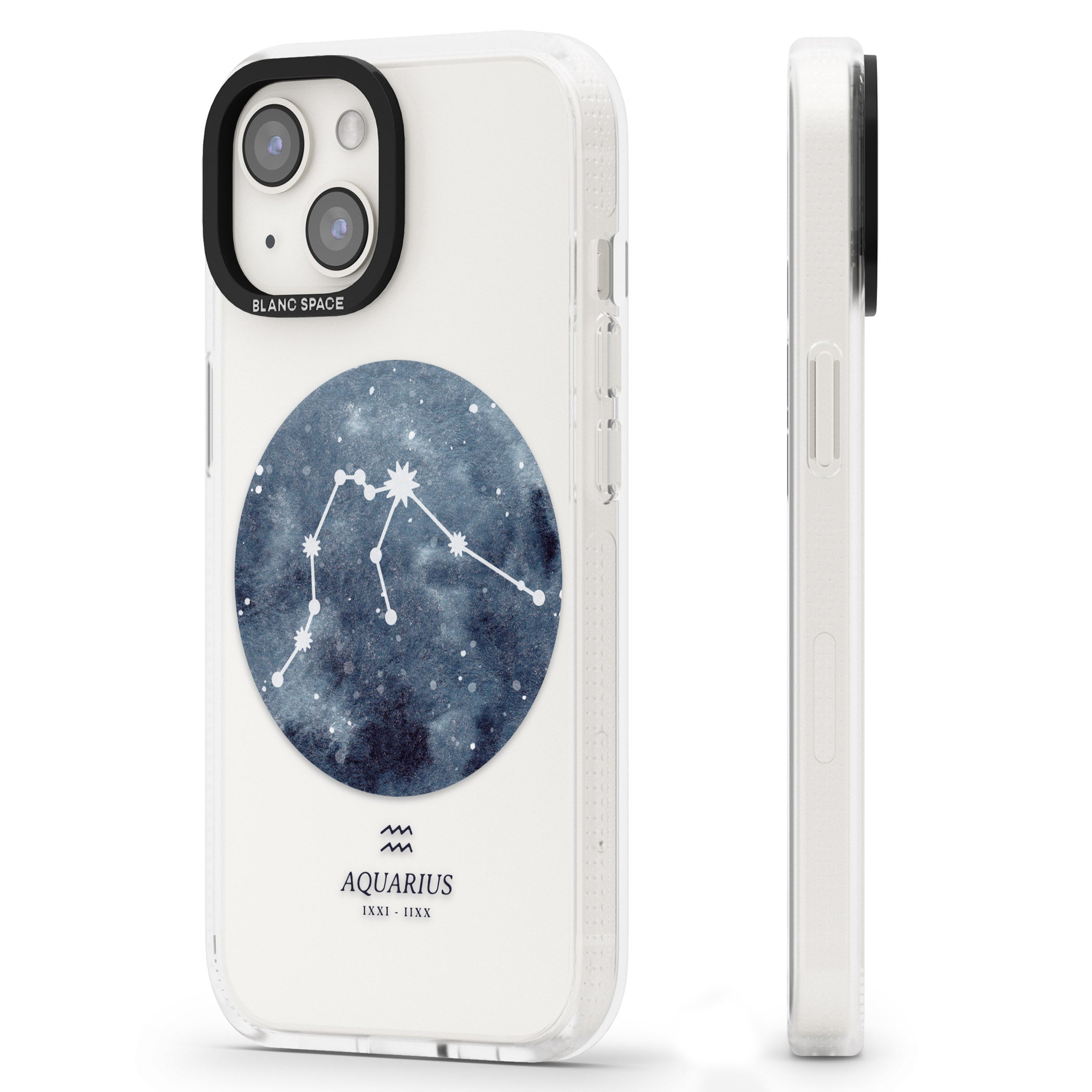 Aquarius Zodiac Transparent Design - Blue iPhone 15 / 14 / 13 Clear Case Impact Air - Blanc Space