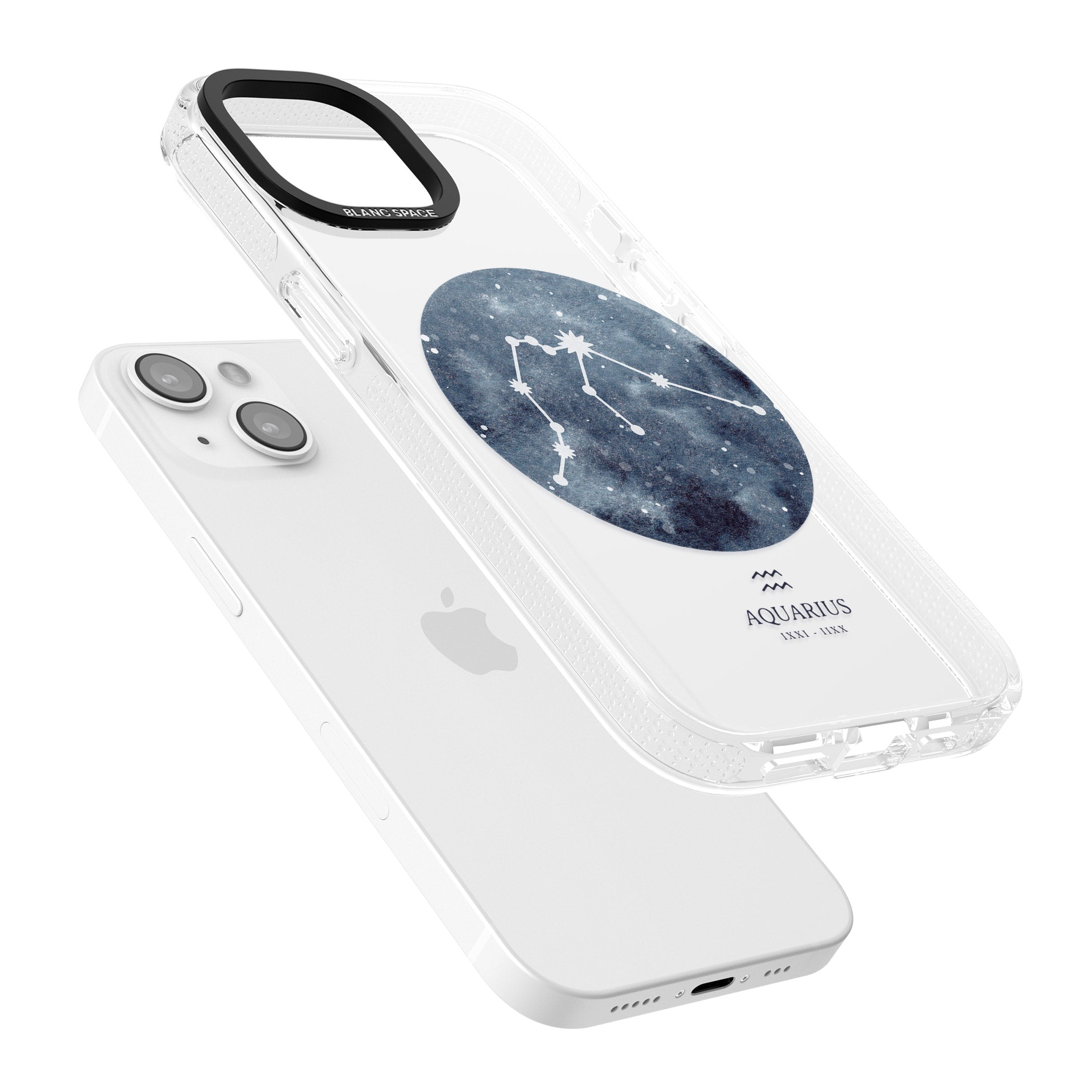 Aquarius Zodiac Transparent Design - Blue iPhone 15 / 14 / 13 Clear Case Impact Air - Blanc Space