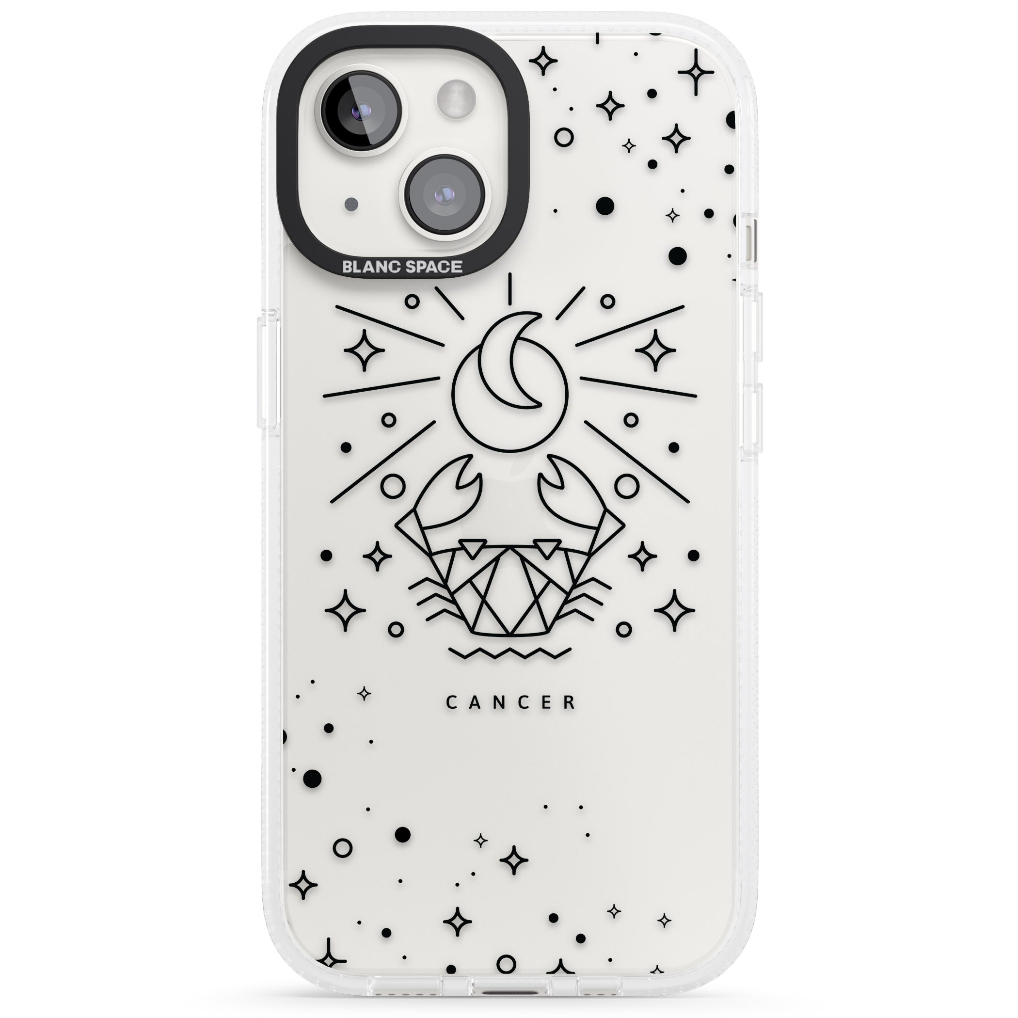 Cancer Emblem - Transparent Design iPhone 15 / 14 / 13 Clear Case Impact Air - Blanc Space