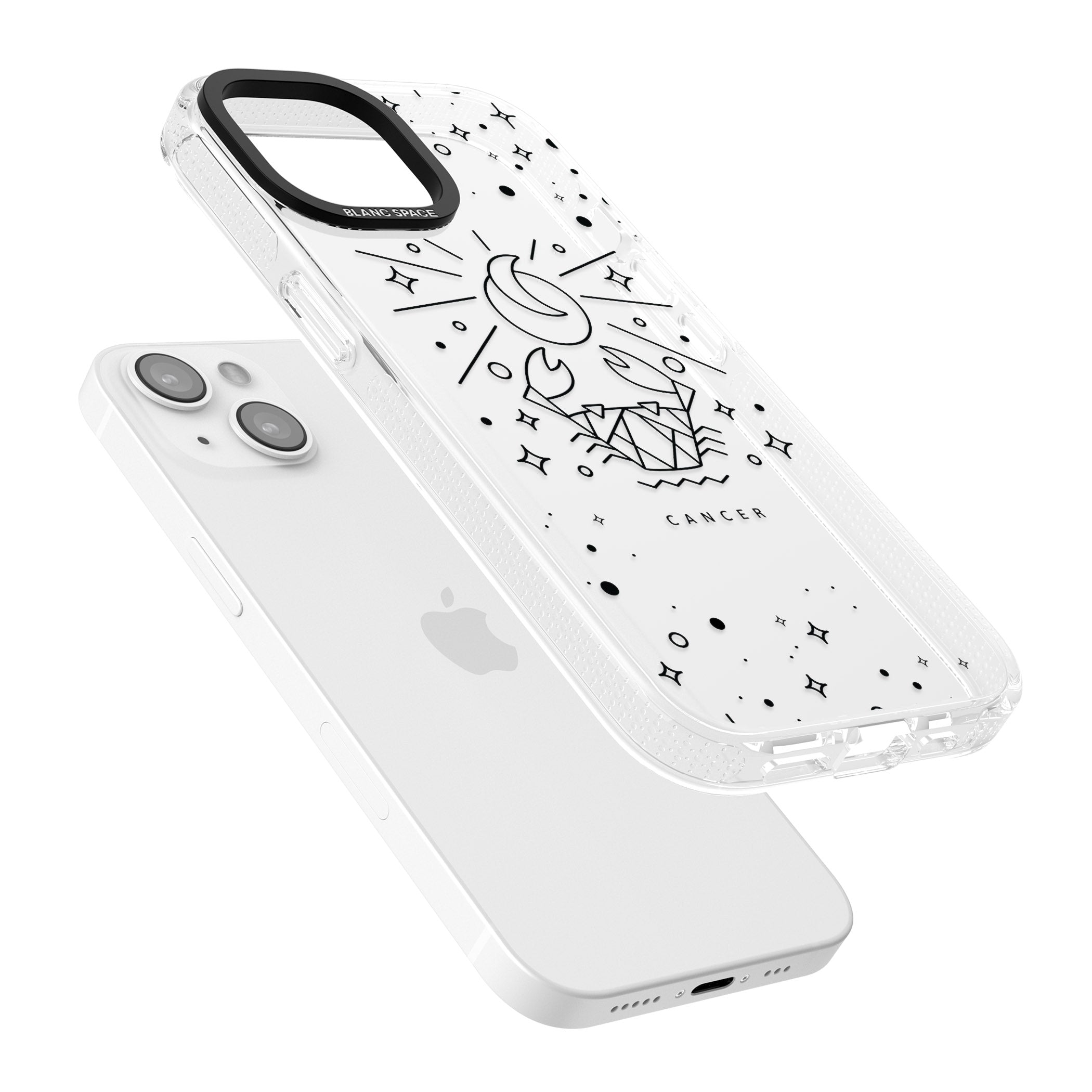 Cancer Emblem - Transparent Design iPhone 15 / 14 / 13 Clear Case Impact Air - Blanc Space