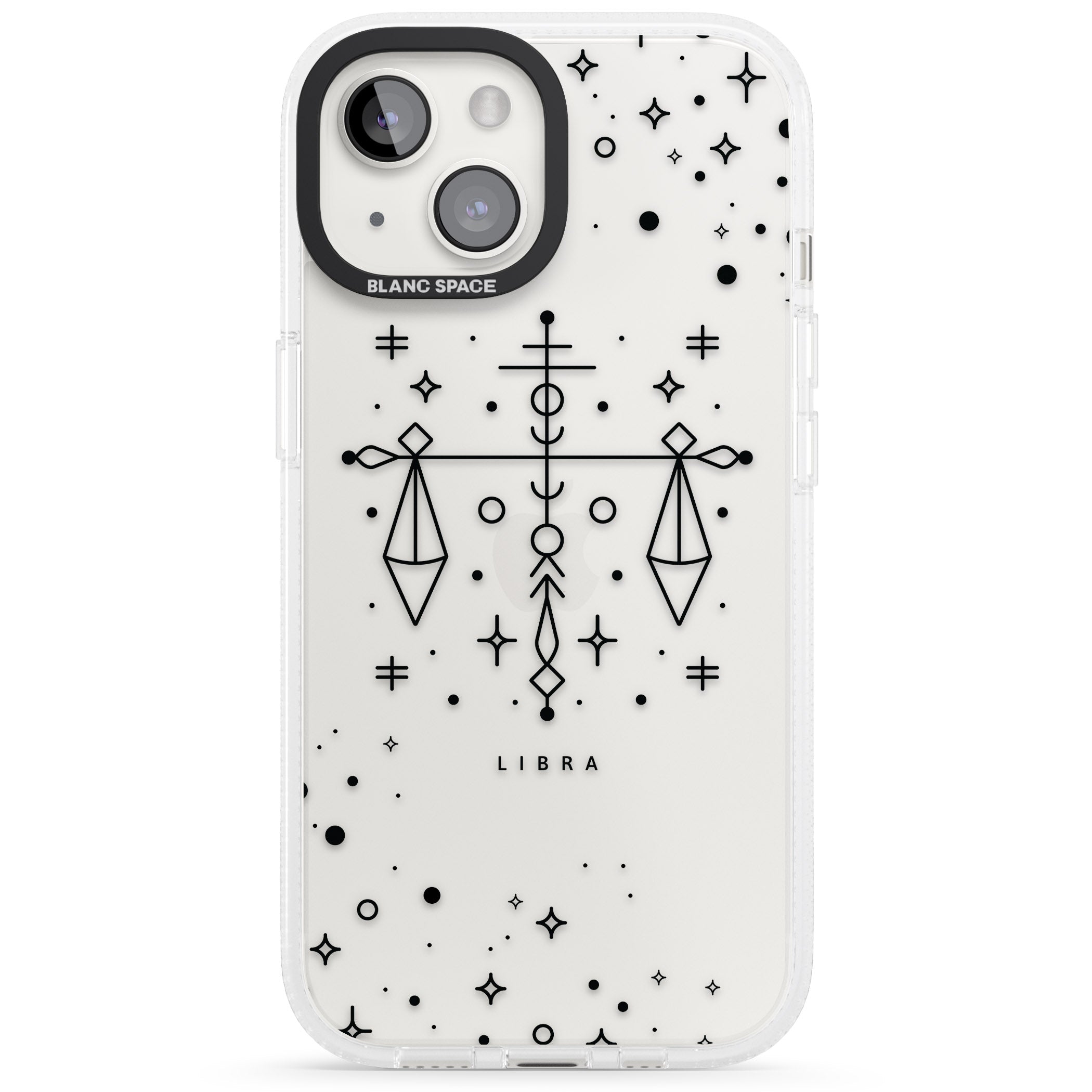 Libra Emblem - Transparent Design iPhone 15 / 14 / 13 Clear Case Impact Air - Blanc Space