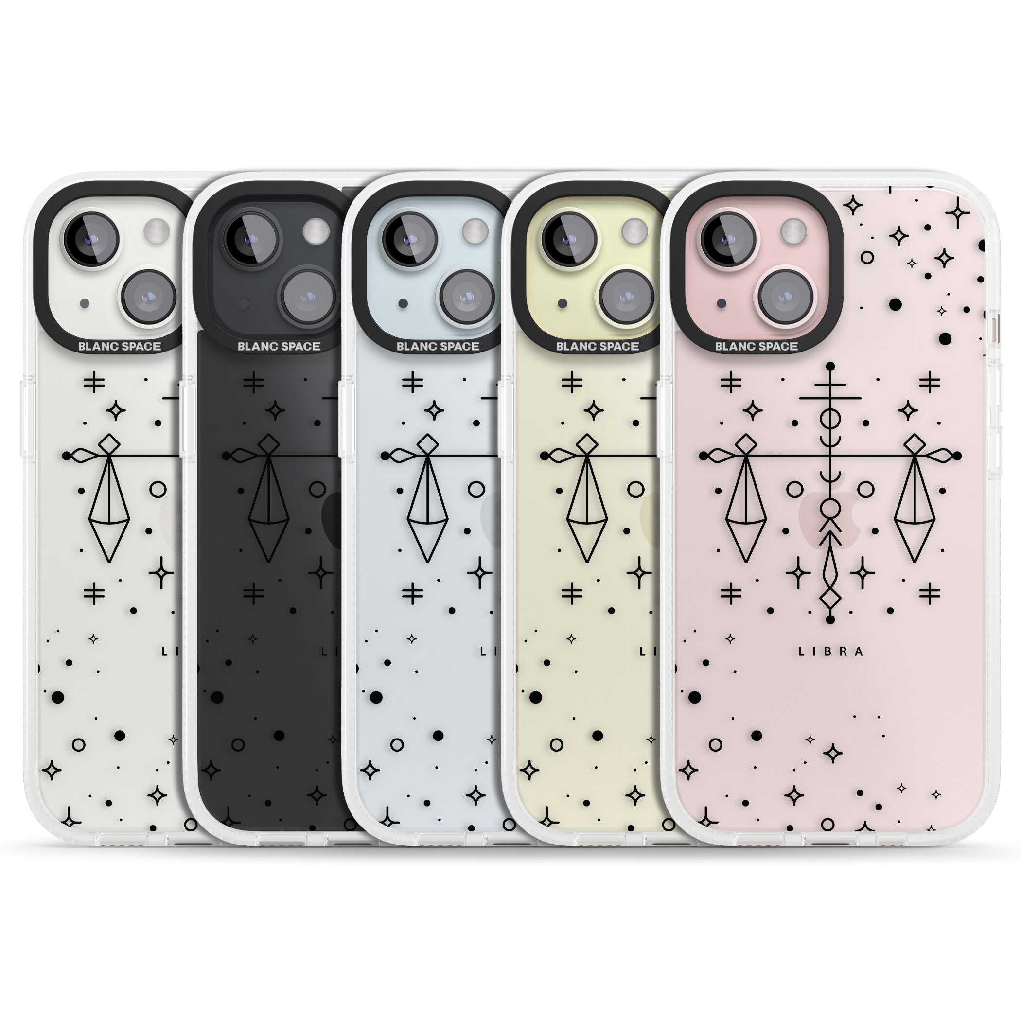 Libra Emblem - Transparent Design iPhone 15 / 14 / 13 Clear Case Impact Air - Blanc Space