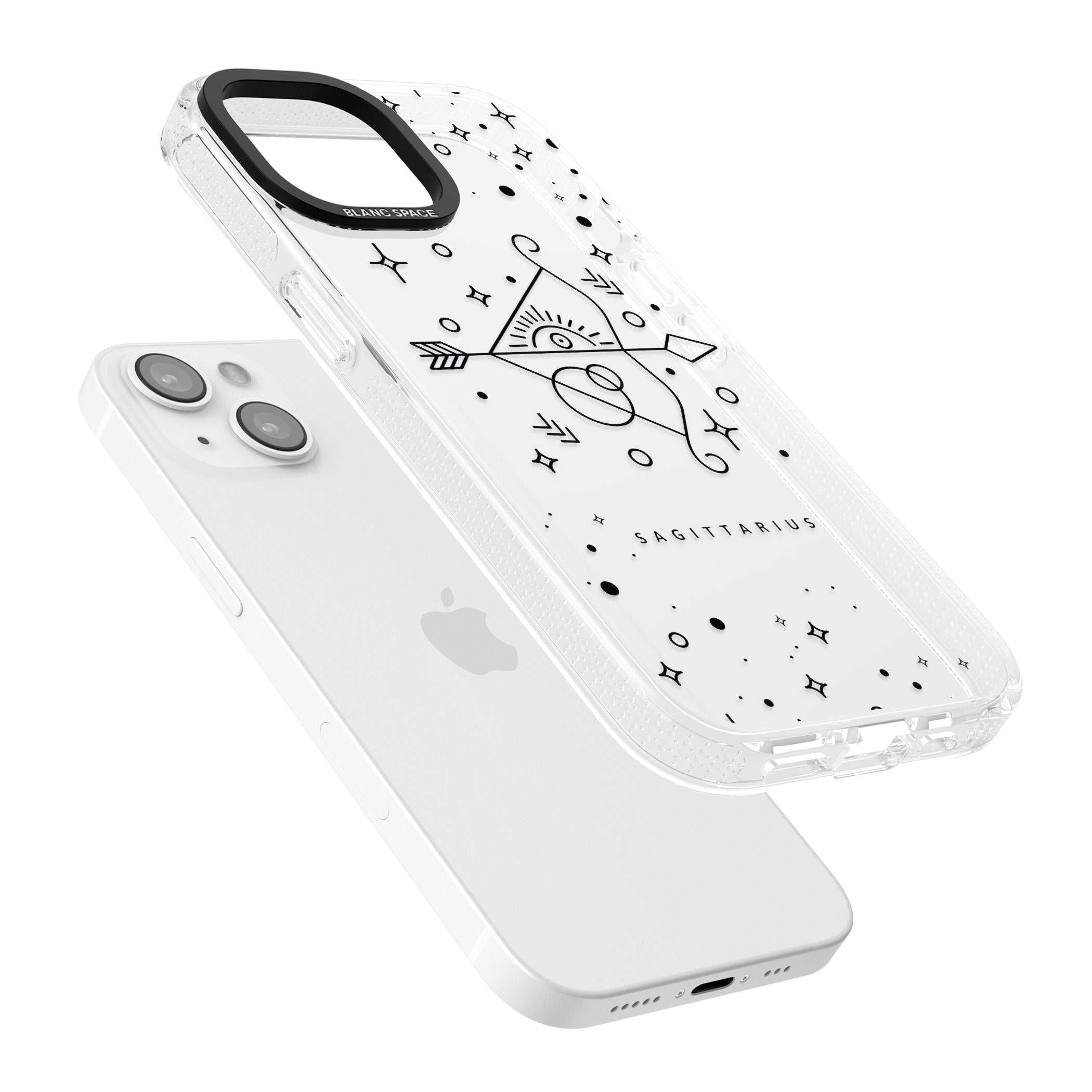 Sagittarius Emblem - Transparent Design iPhone 15 / 14 / 13 Clear Case Impact Air - Blanc Space