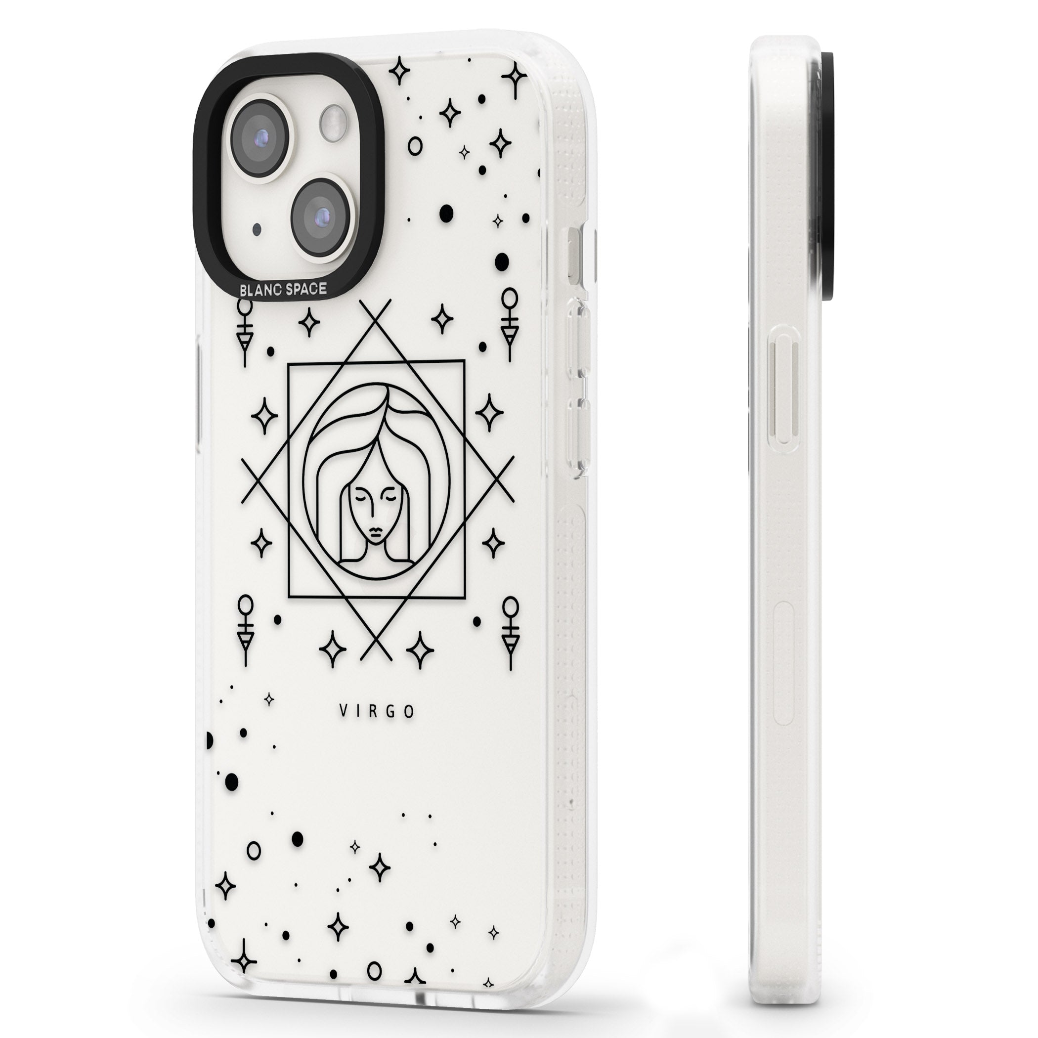 Virgo Emblem - Transparent Design iPhone 15 / 14 / 13 Clear Case Impact Air - Blanc Space