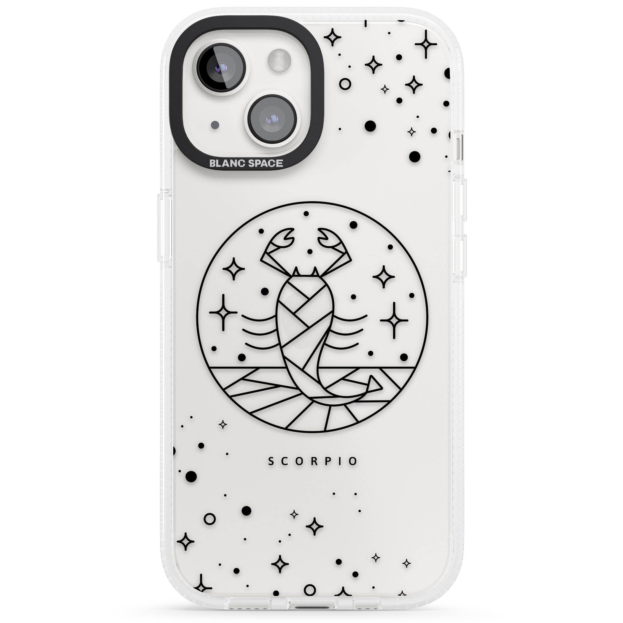 Scorpio Emblem - Transparent Design iPhone 15 / 14 / 13 Clear Case Impact Air - Blanc Space