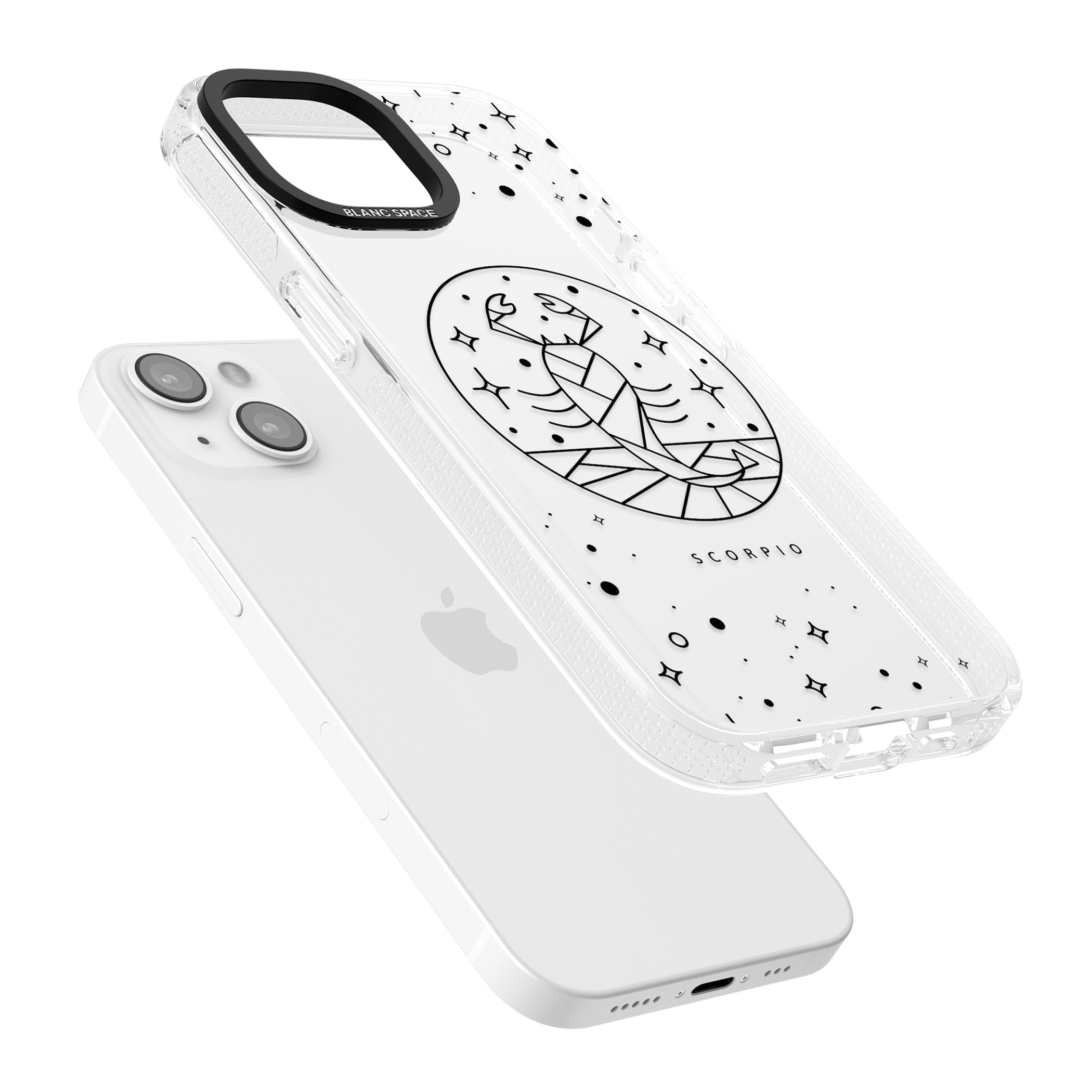 Scorpio Emblem - Transparent Design iPhone 15 / 14 / 13 Clear Case Impact Air - Blanc Space