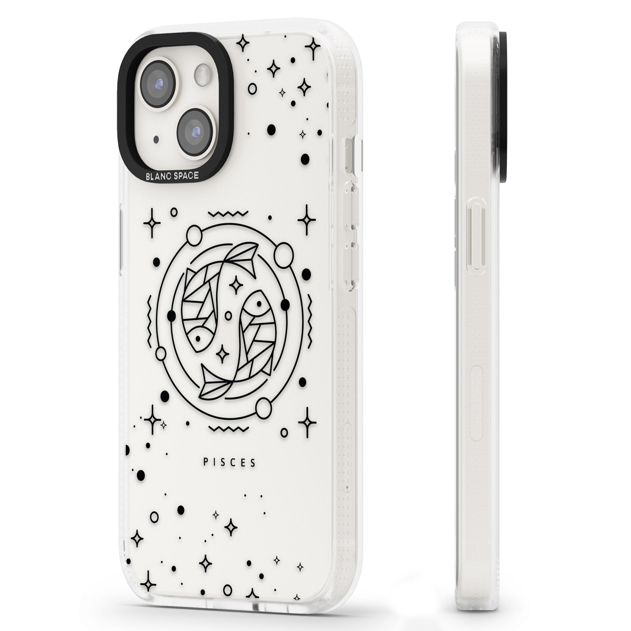 Pisces Emblem - Transparent Design iPhone 15 / 14 / 13 Clear Case Impact Air - Blanc Space