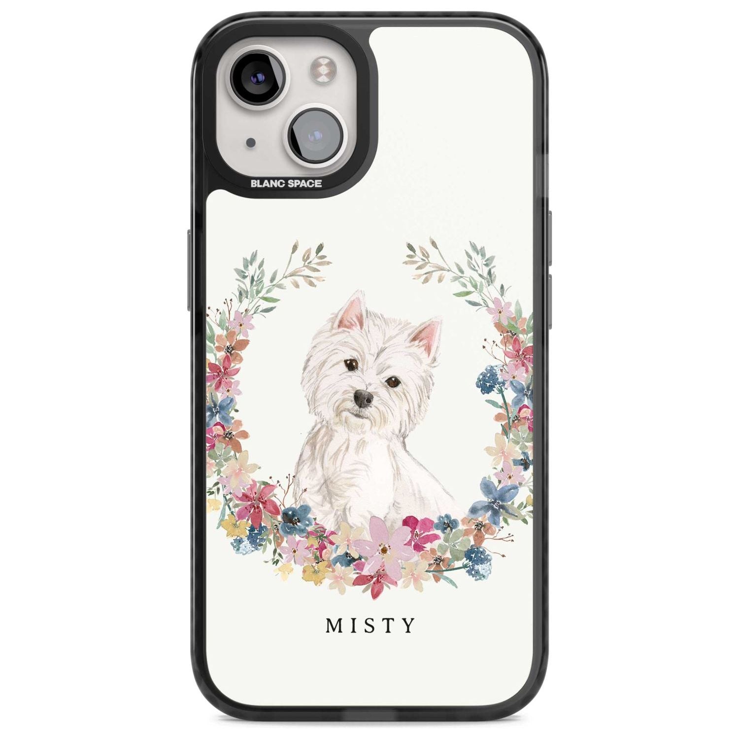 Personalised Westie Watercolour Dog Portrait Custom Phone Case iPhone 15 Plus / Magsafe Black Impact Case,iPhone 15 / Magsafe Black Impact Case,iPhone 14 Plus / Magsafe Black Impact Case,iPhone 14 / Magsafe Black Impact Case,iPhone 13 / Magsafe Black Impact Case Blanc Space