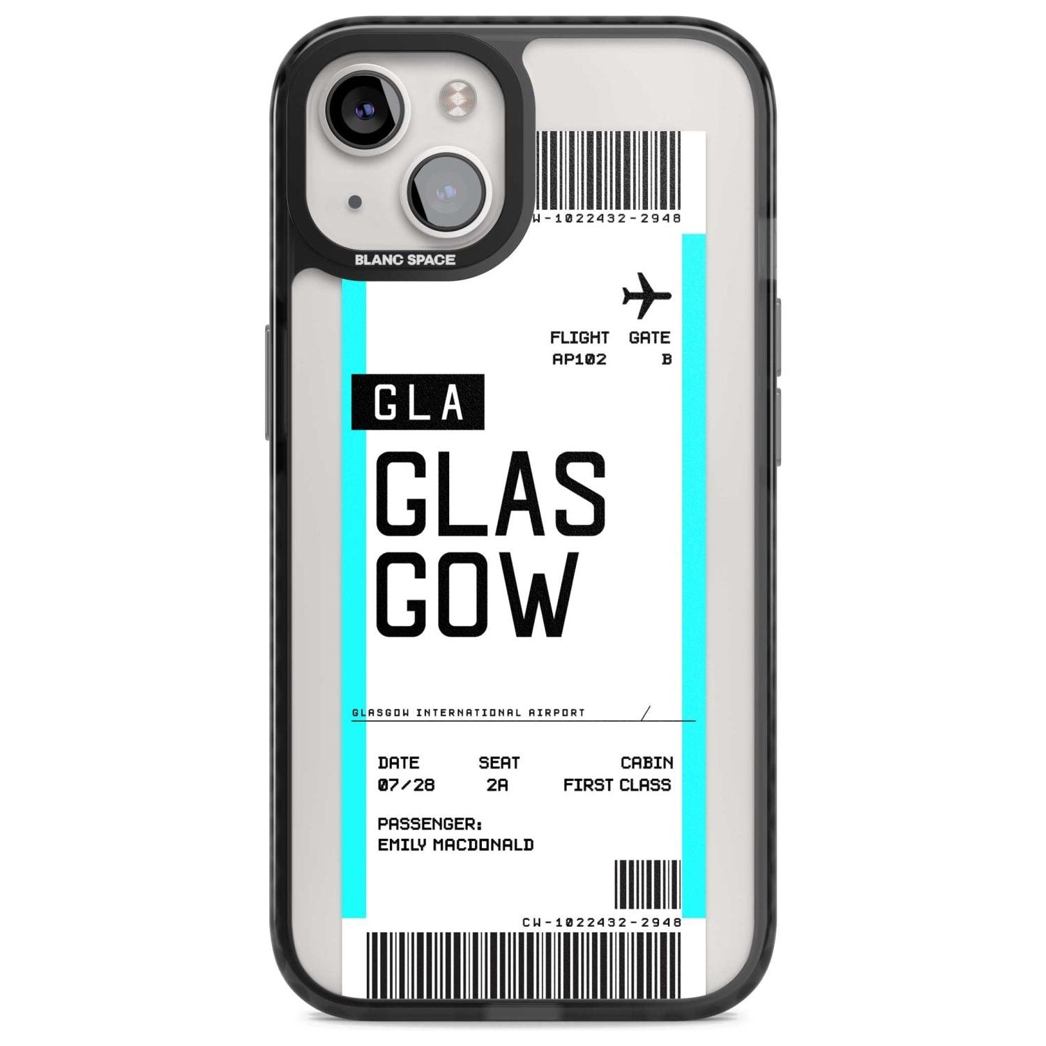 Personalised Glasgow Boarding Pass Custom Phone Case iPhone 15 Plus / Magsafe Black Impact Case,iPhone 15 / Magsafe Black Impact Case,iPhone 14 Plus / Magsafe Black Impact Case,iPhone 14 / Magsafe Black Impact Case,iPhone 13 / Magsafe Black Impact Case Blanc Space