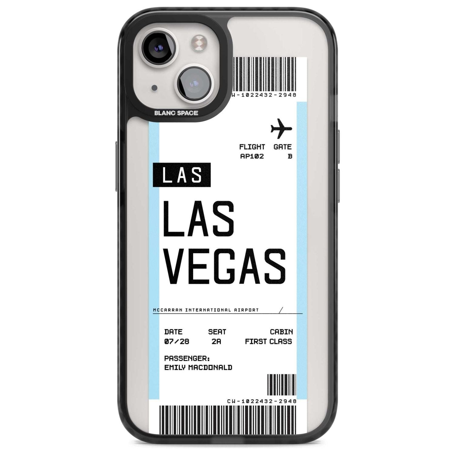 Personalised Las Vegas Boarding Pass Custom Phone Case iPhone 15 Plus / Magsafe Black Impact Case,iPhone 15 / Magsafe Black Impact Case,iPhone 14 Plus / Magsafe Black Impact Case,iPhone 14 / Magsafe Black Impact Case,iPhone 13 / Magsafe Black Impact Case Blanc Space