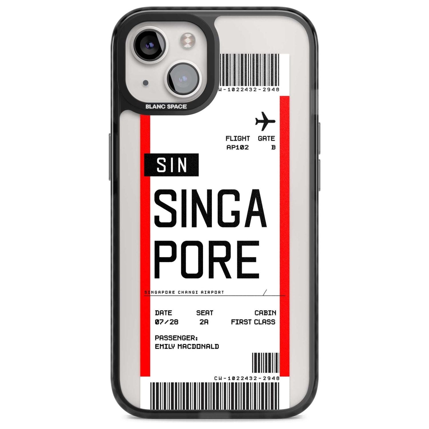 Personalised Singapore Boarding Pass Custom Phone Case iPhone 15 Plus / Magsafe Black Impact Case,iPhone 15 / Magsafe Black Impact Case,iPhone 14 Plus / Magsafe Black Impact Case,iPhone 14 / Magsafe Black Impact Case,iPhone 13 / Magsafe Black Impact Case Blanc Space