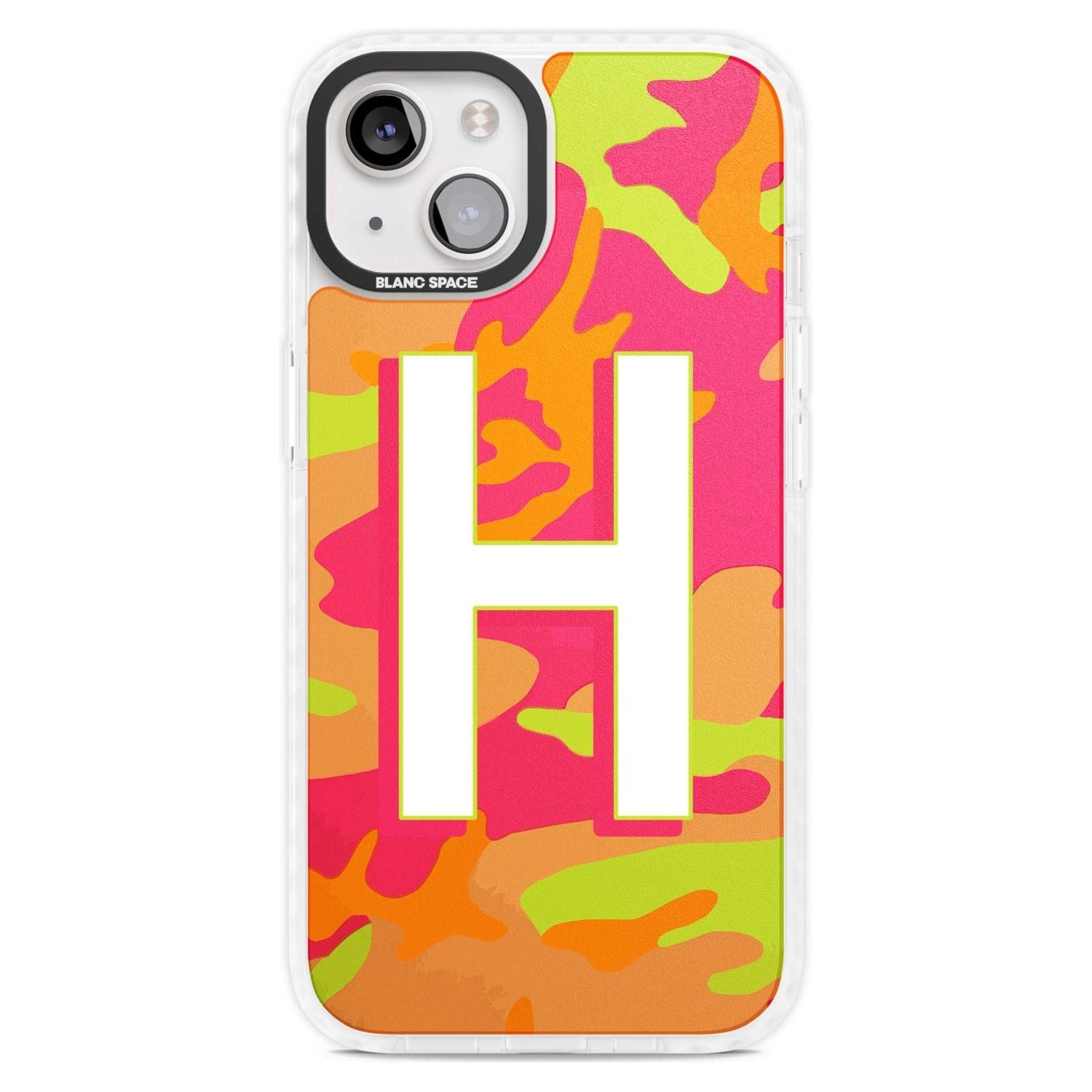 Personalised Bright Neon Camo Solid Monogram Custom Phone Case iPhone 15 Plus / Magsafe Impact Case,iPhone 15 / Magsafe Impact Case Blanc Space