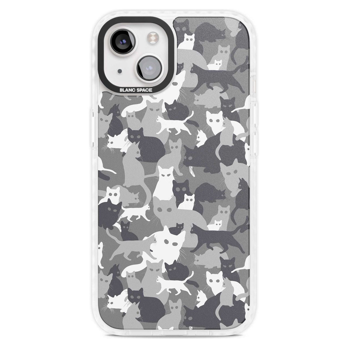 Dark Grey Cat Camouflage Pattern Phone Case iPhone 15 Plus / Magsafe Impact Case,iPhone 15 / Magsafe Impact Case Blanc Space