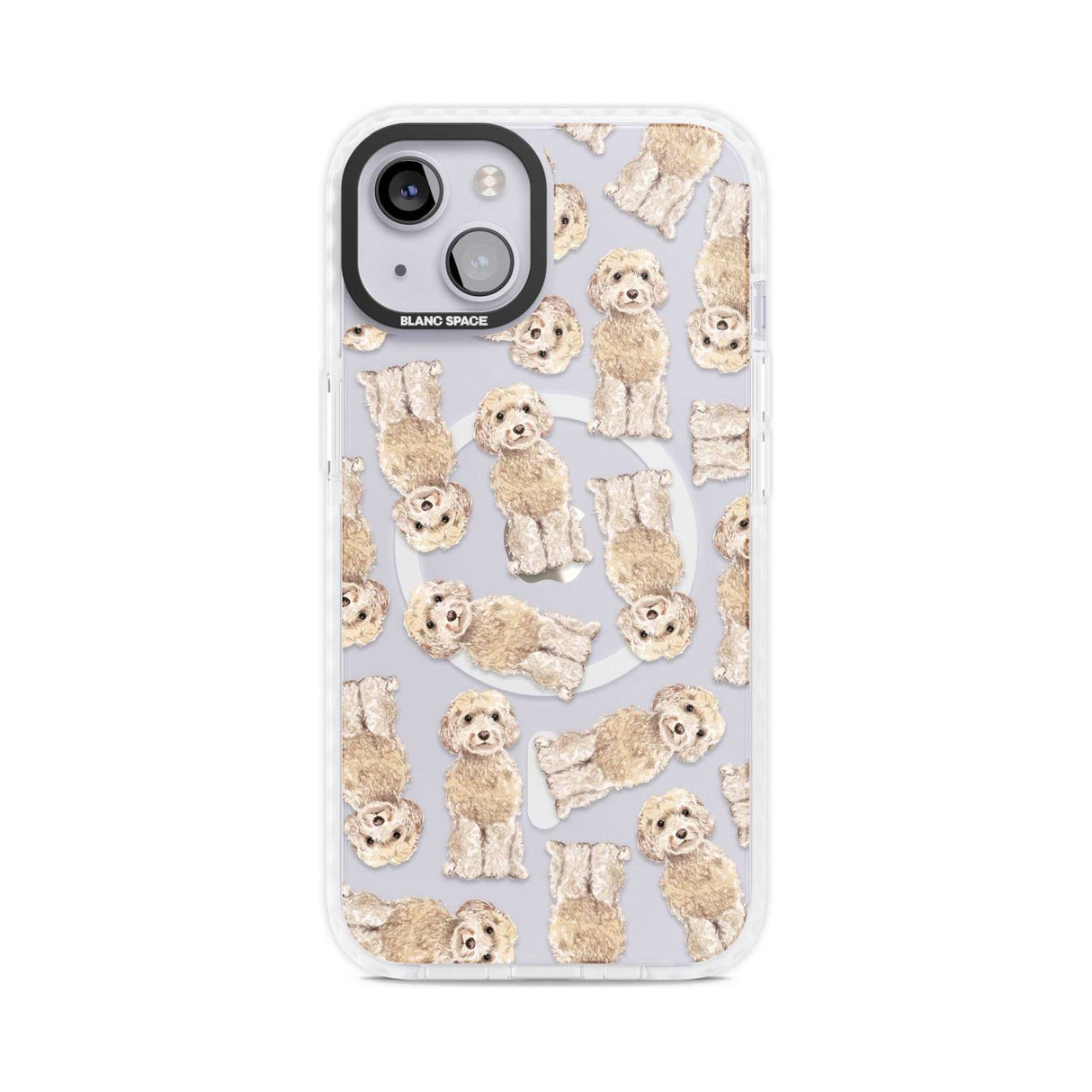 Cockapoo (Champagne) Watercolour Dog Pattern Phone Case iPhone 15 Plus / Magsafe Impact Case,iPhone 15 / Magsafe Impact Case Blanc Space