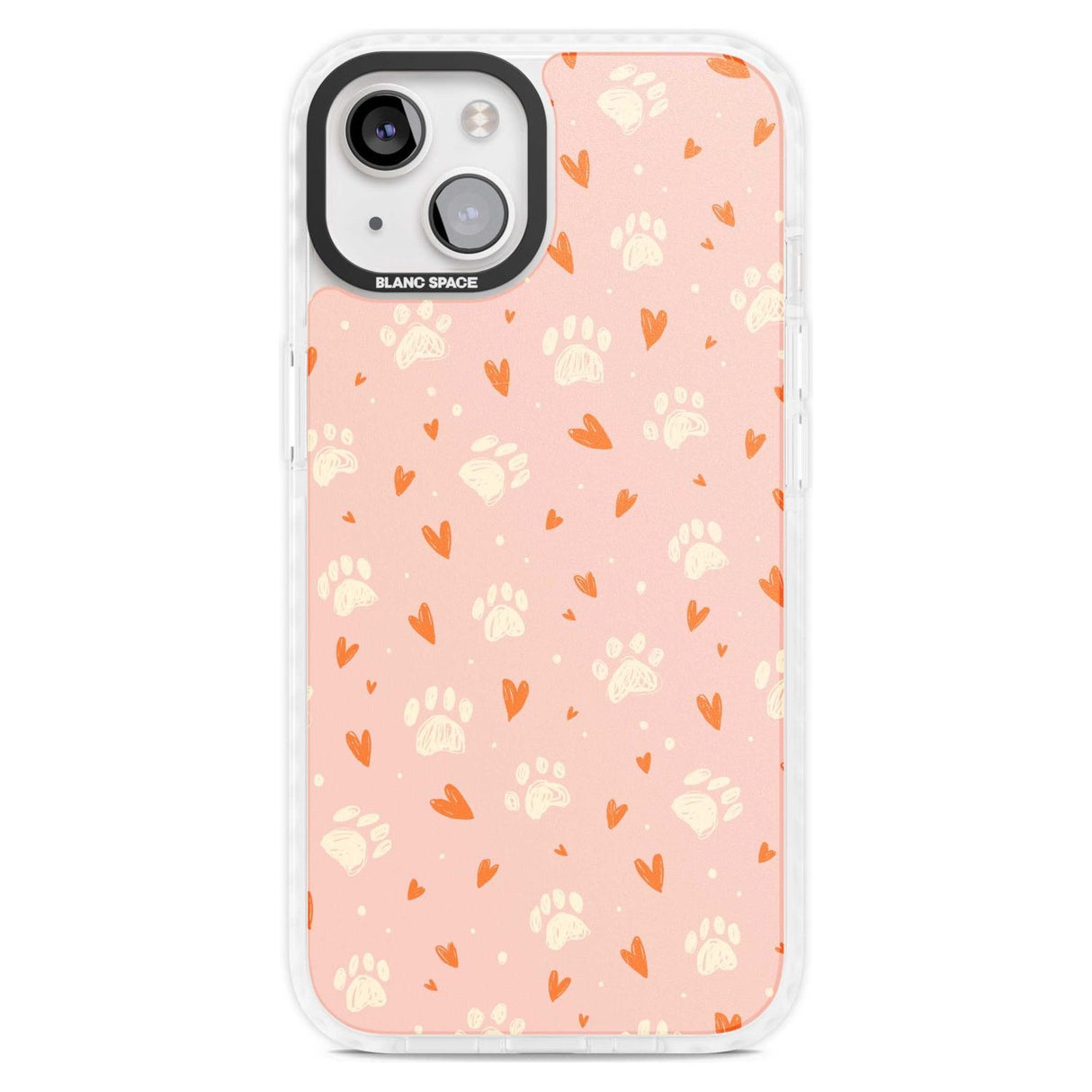 Paws & Hearts Pattern Phone Case iPhone 15 Plus / Magsafe Impact Case,iPhone 15 / Magsafe Impact Case Blanc Space