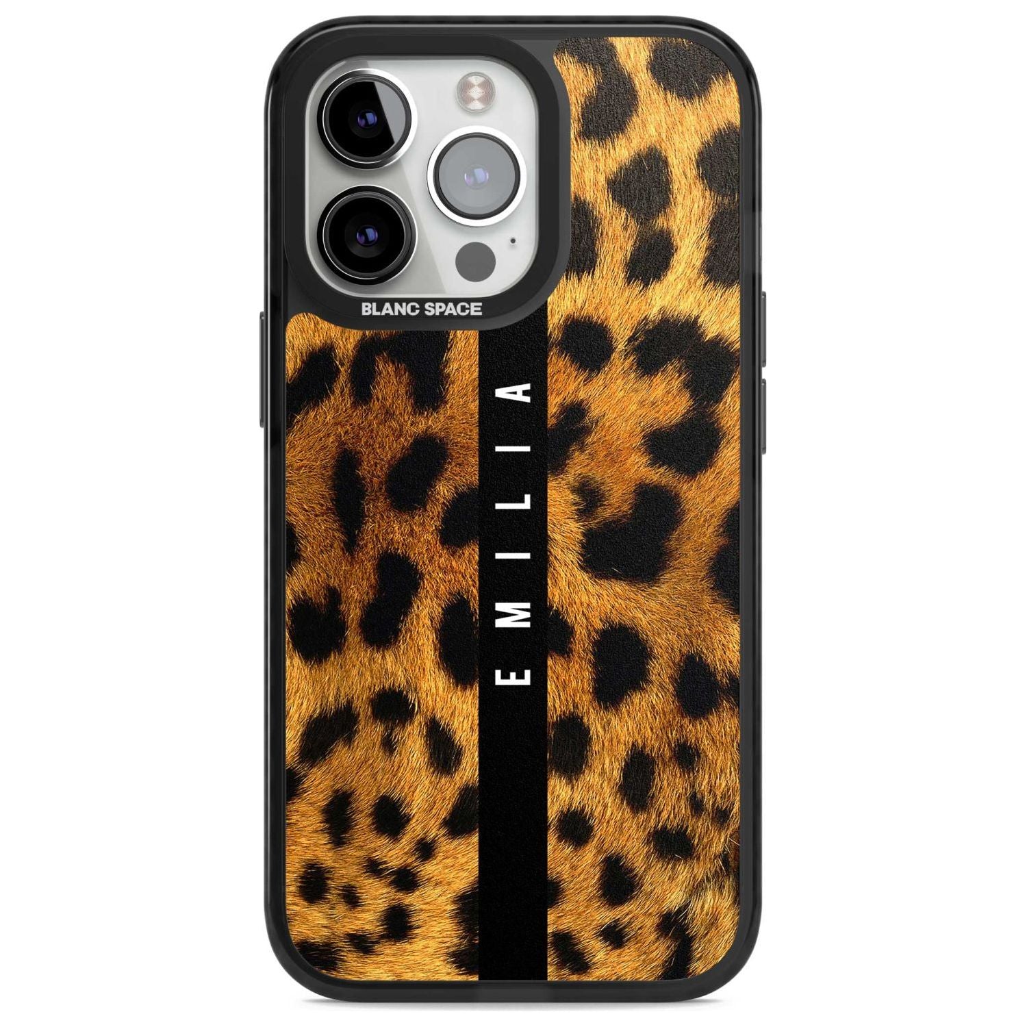 Personalised Leopard Print Custom Phone Case iPhone 15 Pro Max / Magsafe Black Impact Case,iPhone 15 Pro / Magsafe Black Impact Case Blanc Space