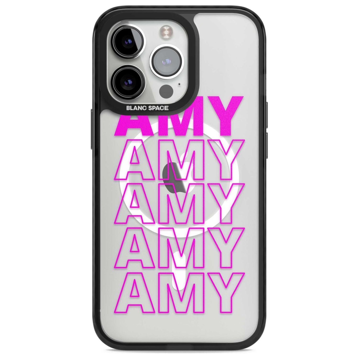 Personalised Clear Text 5D Custom Phone Case iPhone 15 Pro Max / Magsafe Black Impact Case,iPhone 15 Pro / Magsafe Black Impact Case,iPhone 14 Pro Max / Magsafe Black Impact Case,iPhone 14 Pro / Magsafe Black Impact Case,iPhone 13 Pro / Magsafe Black Impact Case Blanc Space