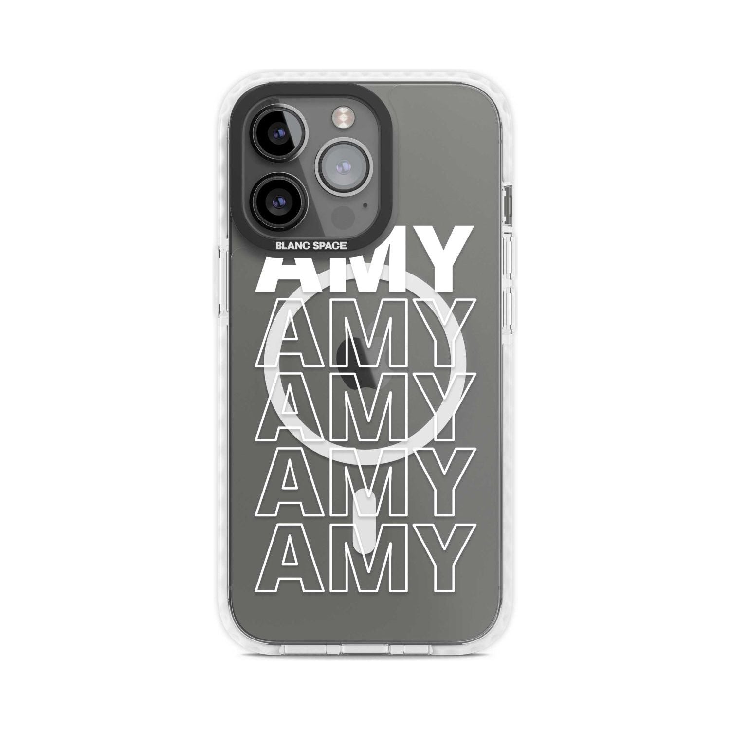 Personalised Clear Text 5C Custom Phone Case iPhone 15 Pro Max / Magsafe Impact Case,iPhone 15 Pro / Magsafe Impact Case Blanc Space