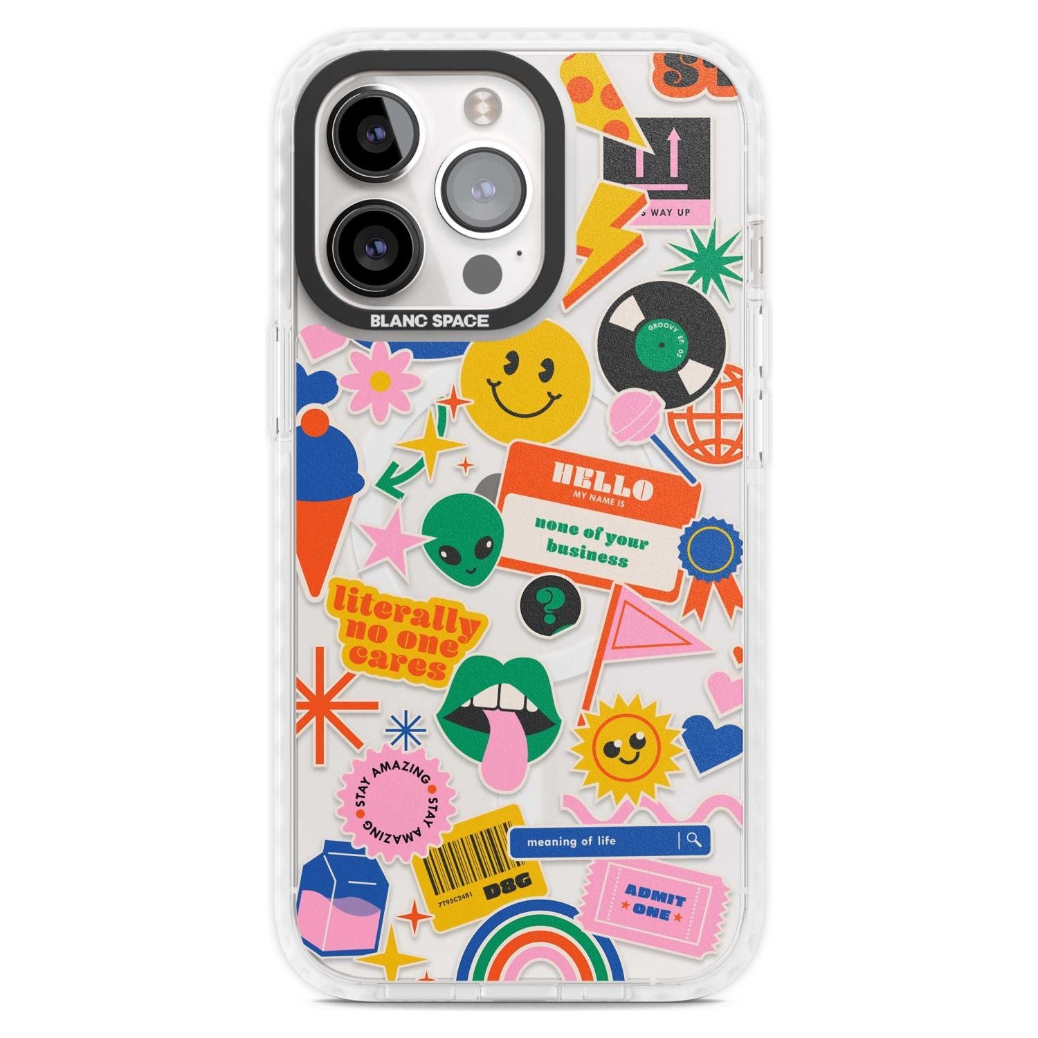 Nostalgic Stickers #1 Phone Case iPhone 15 Pro Max / Magsafe Impact Case,iPhone 15 Pro / Magsafe Impact Case Blanc Space