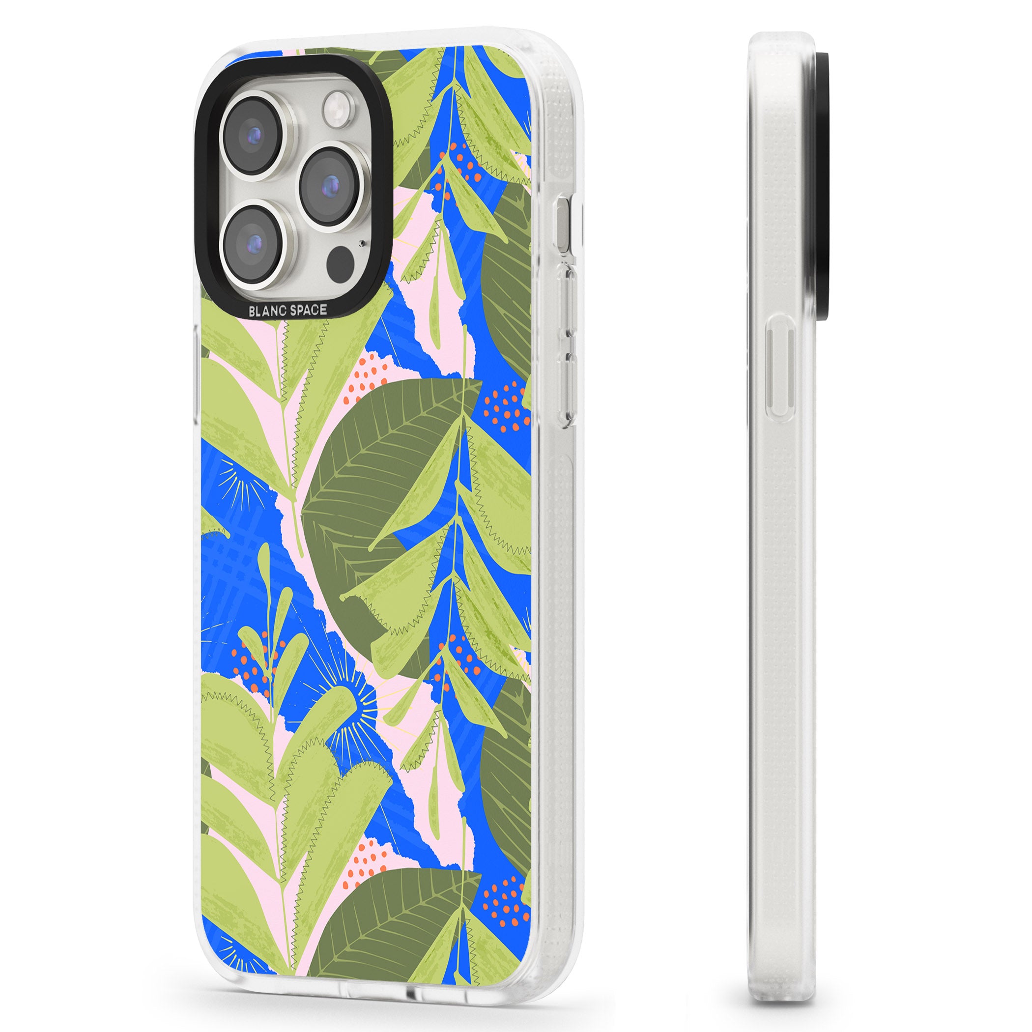 Fern Leaves Abstract Pattern iPhone 15 Pro Max / 15 Pro / 14 Pro Max / 14 Pro / 13 Pro Clear Case Impact Air - Blanc Space