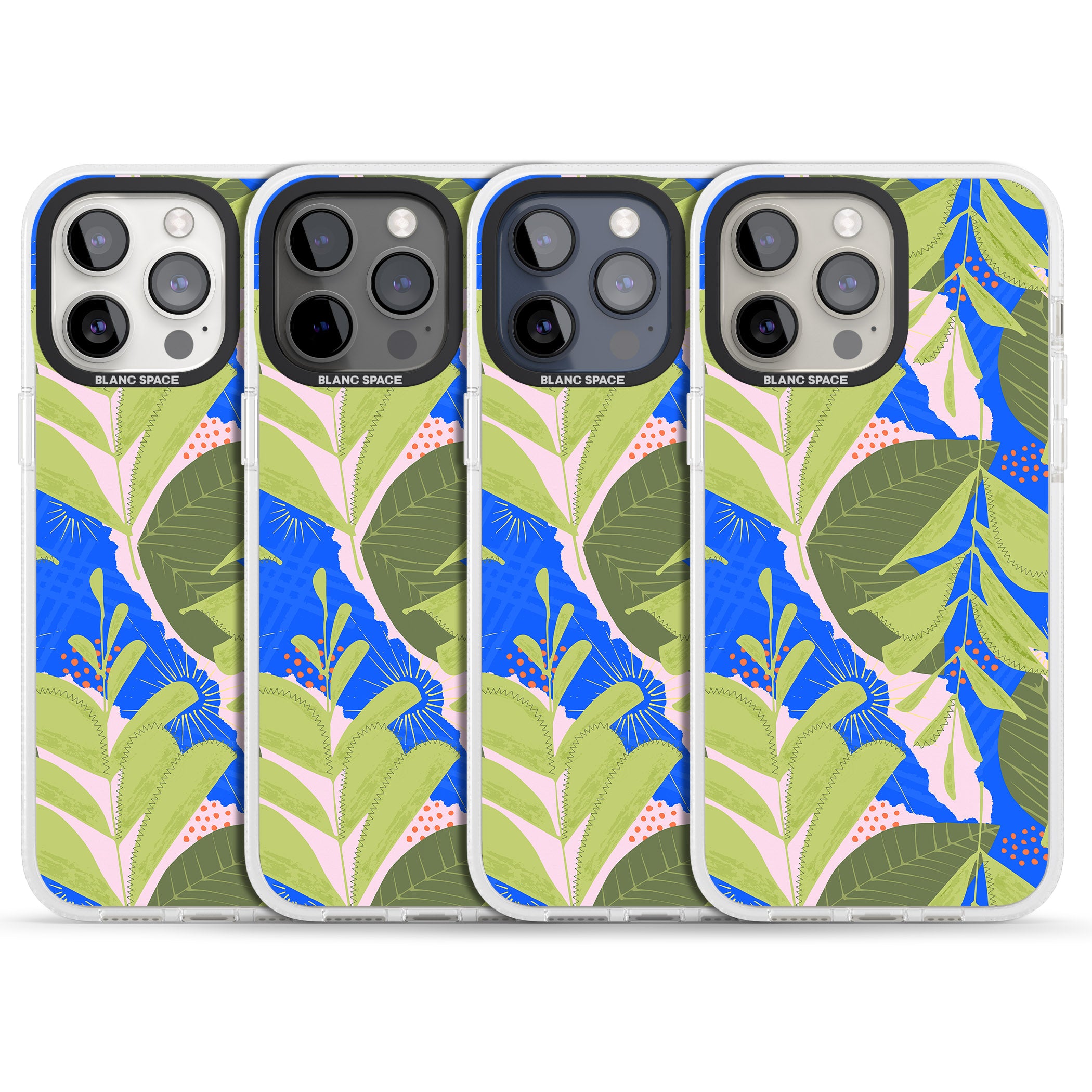 Fern Leaves Abstract Pattern iPhone 15 Pro Max / 15 Pro / 14 Pro Max / 14 Pro / 13 Pro Clear Case Impact Air - Blanc Space