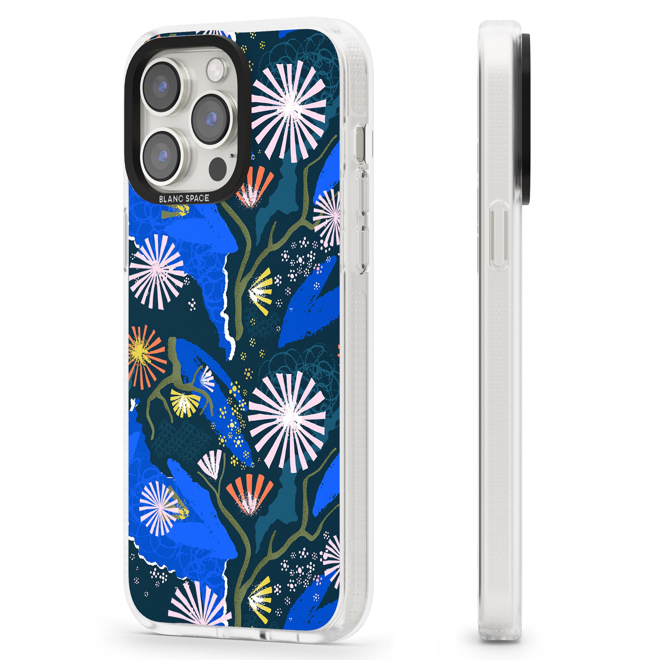 Dark Botanicals Abstract Pattern iPhone 15 Pro Max / 15 Pro / 14 Pro Max / 14 Pro / 13 Pro Clear Case Impact Air - Blanc Space